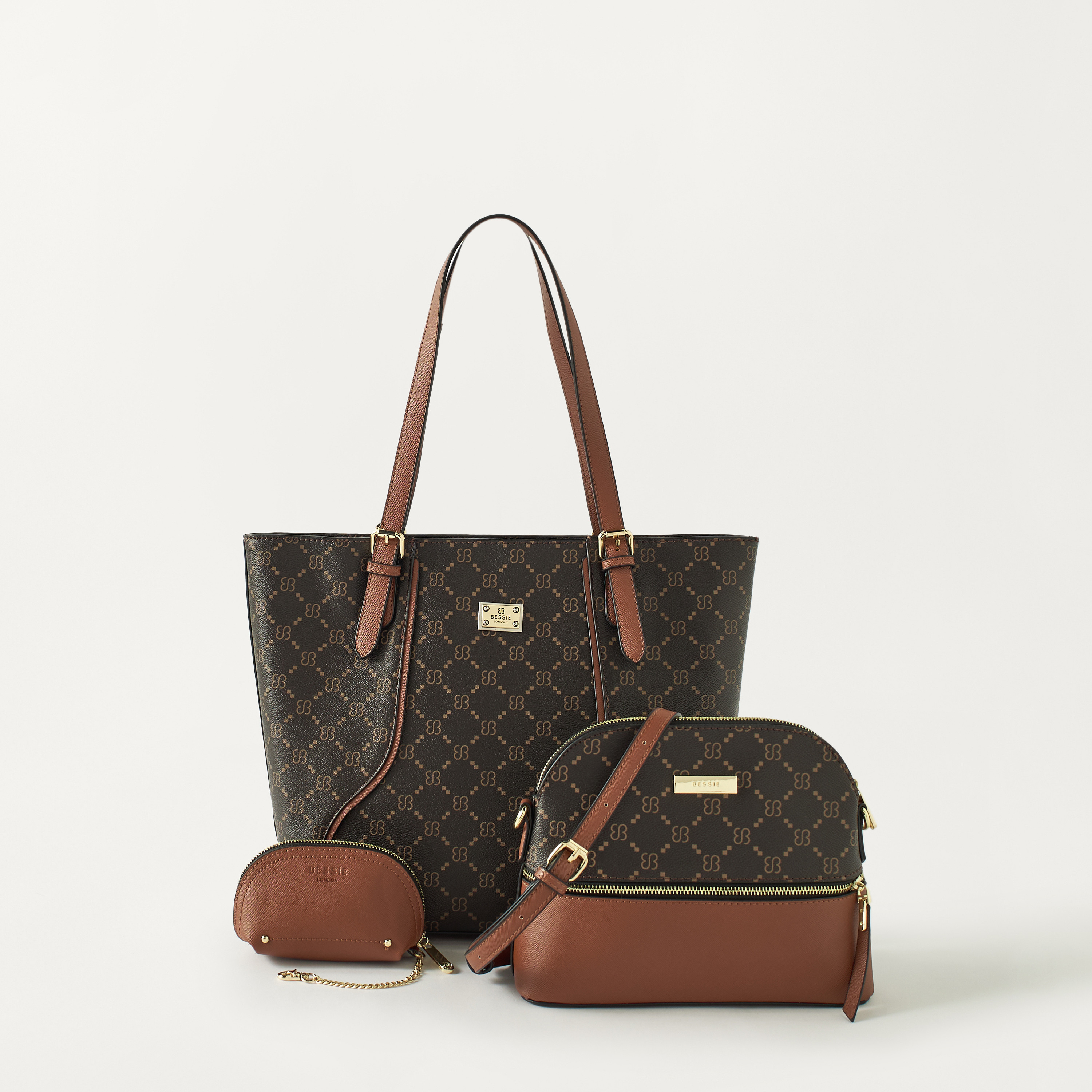Shop Bessie London Monogram Print Tote and Crossbody Bag