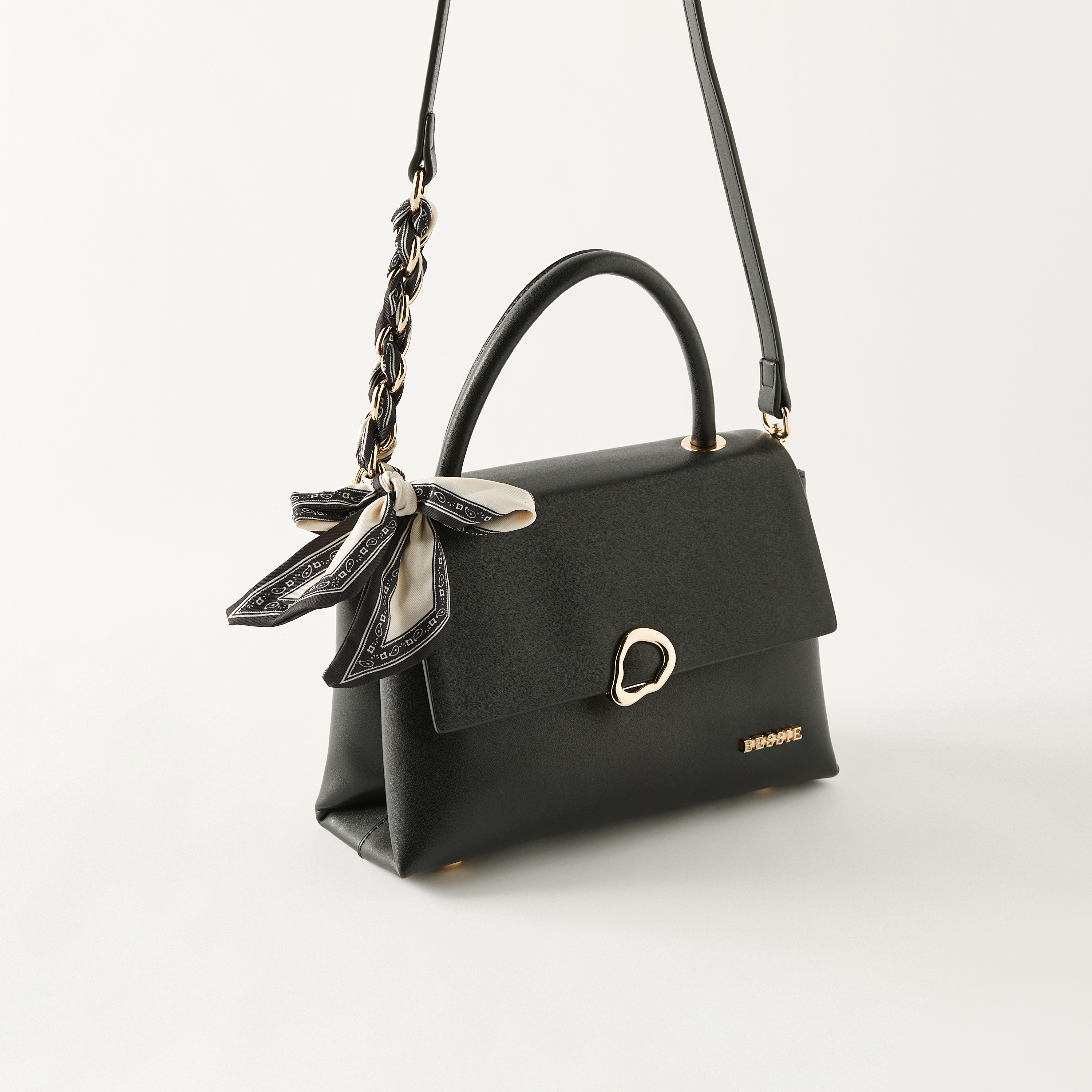 شنطة ساتشيل سادة بمقبض علوي وتفاصيل وشاح من بيسي لندن-women-bagsandwallets-handbags-image-6