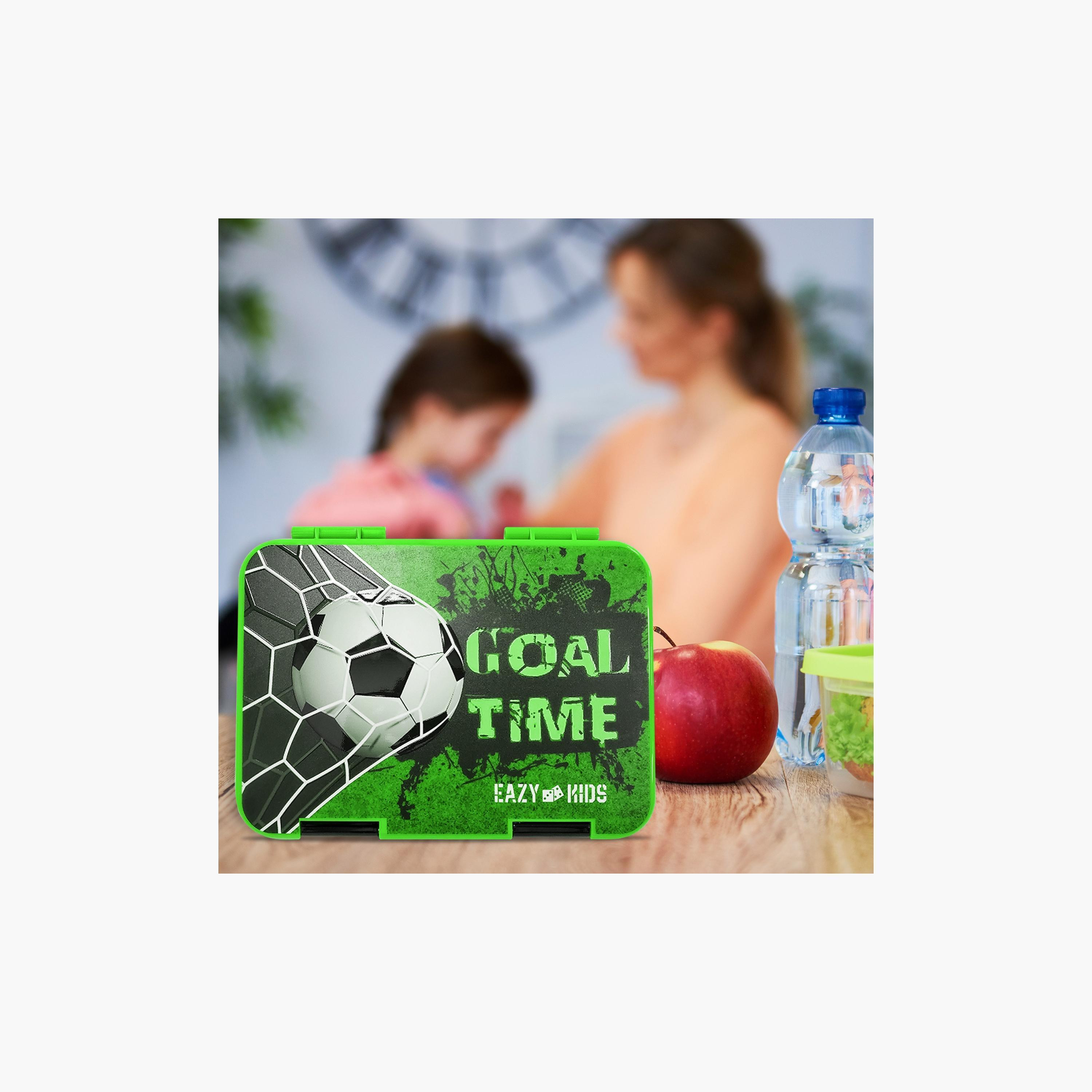 Eazy Kids 6 & 4 Convertible Bento Lunch Box With Sandwich Cutter Set,  Goal Time-school-lunchessentials-lunchboxes-image-5