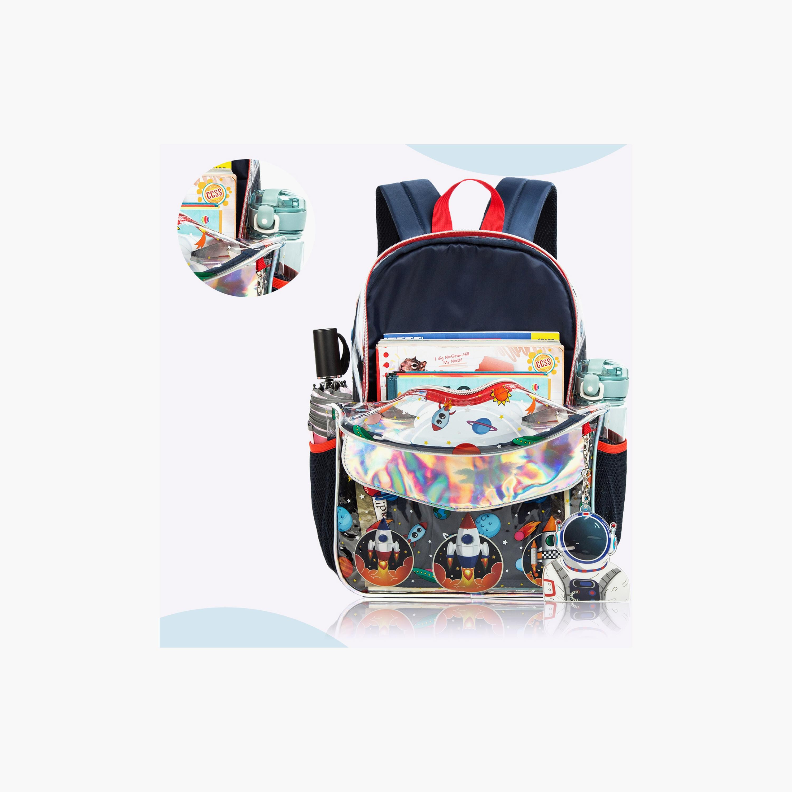Eazy Kids 3-Piece School Bag, Lunch Bag, Pencil Case, 16 Inch, Astronaut Blue-school-bagsandbackpacks-sets-image-3