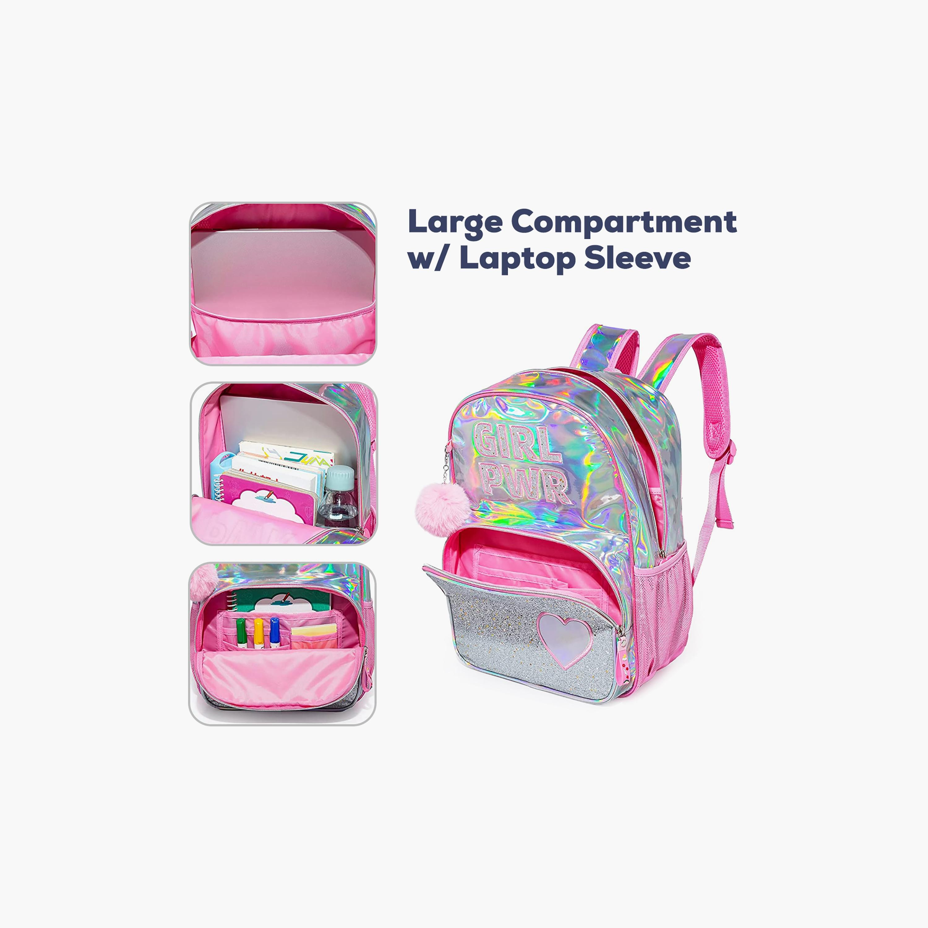 Eazy Kids 3-Piece School Bag, Lunch Bag, Pencil Case Set, Girl Power - Pink-school-bagsandbackpacks-sets-image-4