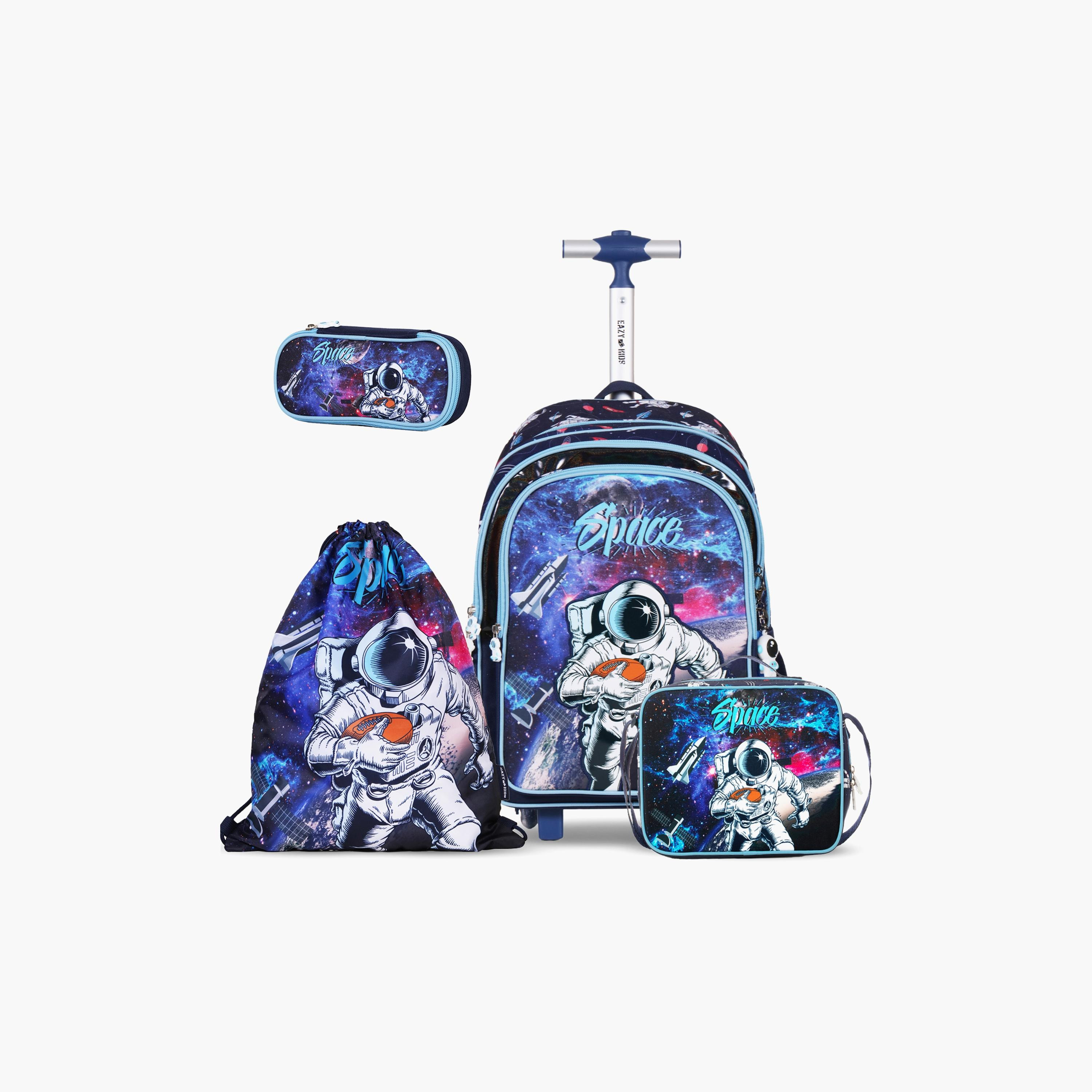Eazy Kids - 4-Piece School Bag, Lunch Bag, Activity Bag & Pencil Case, 17 Inch, Astronaut Blue-school-bagsandbackpacks-sets-image-1