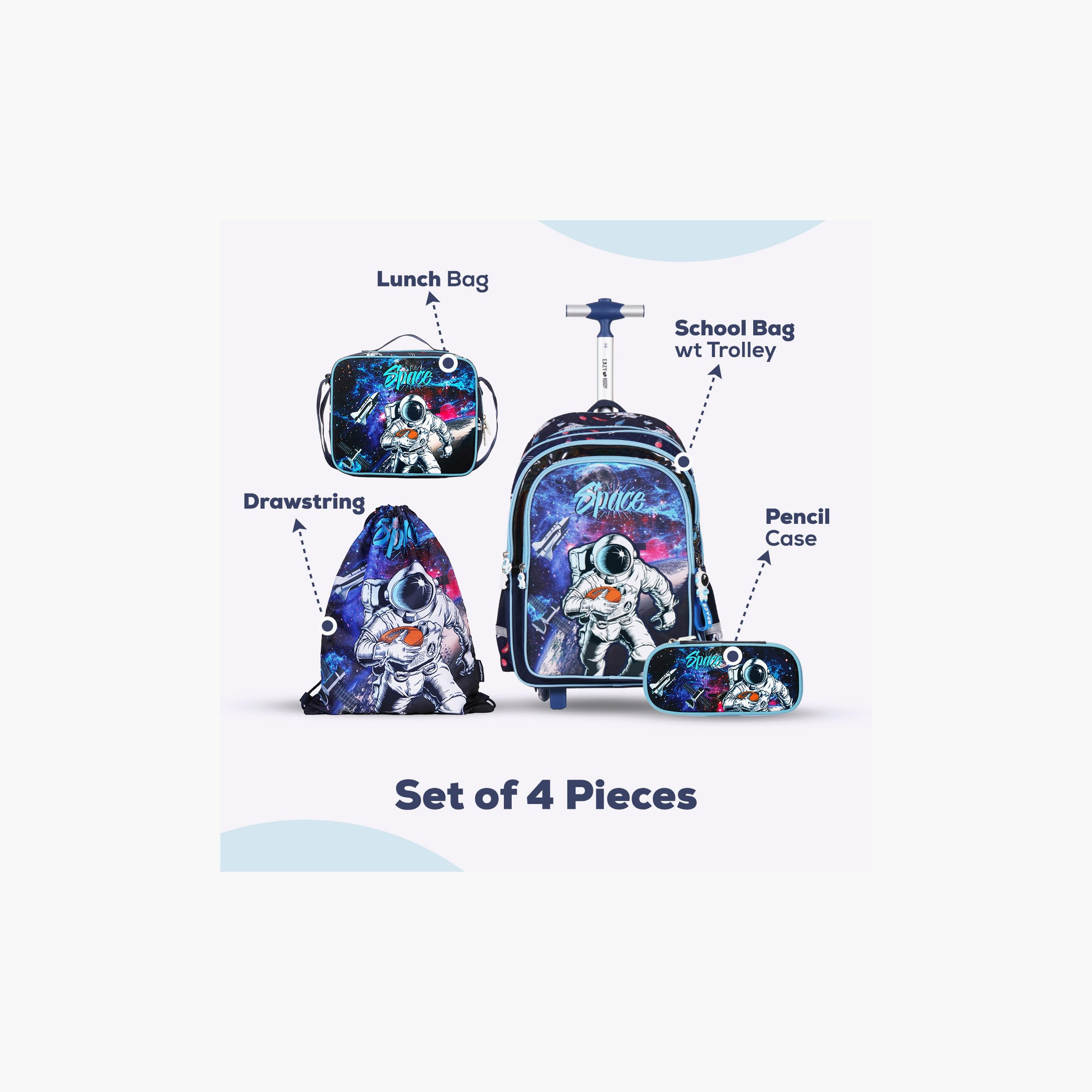 Eazy Kids - 4-Piece School Bag, Lunch Bag, Activity Bag & Pencil Case, 17 Inch, Astronaut Blue-school-bagsandbackpacks-sets-image-3
