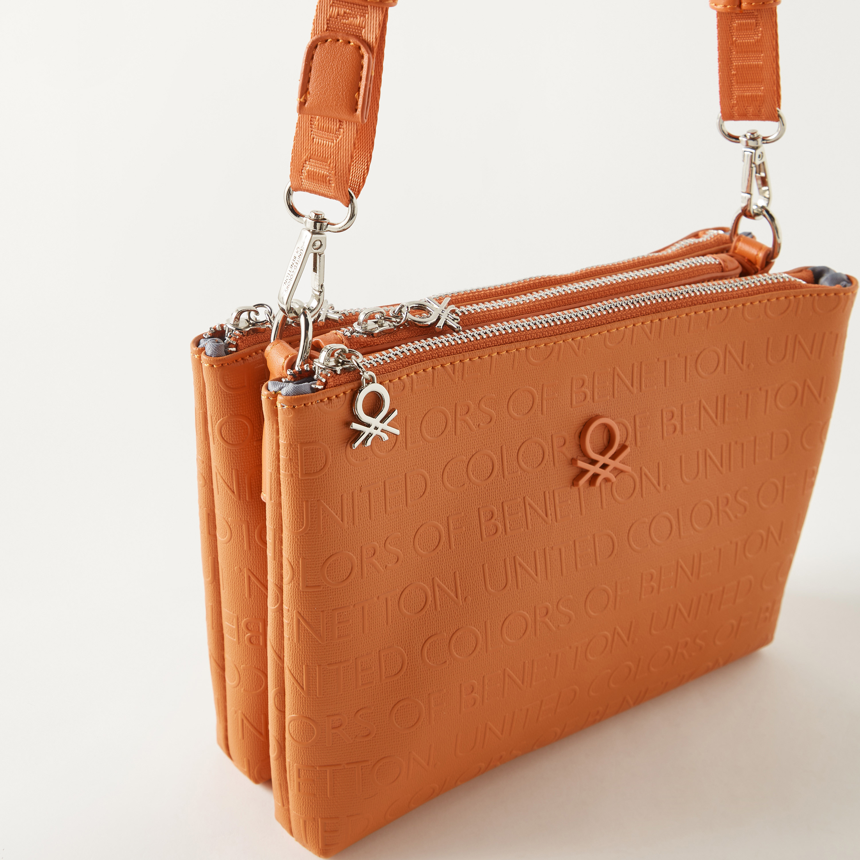 United Colors of Benetton Signature Monogram Crossbody Bag with Adjustable Strap-women-bagsandwallets-handbags-image-3