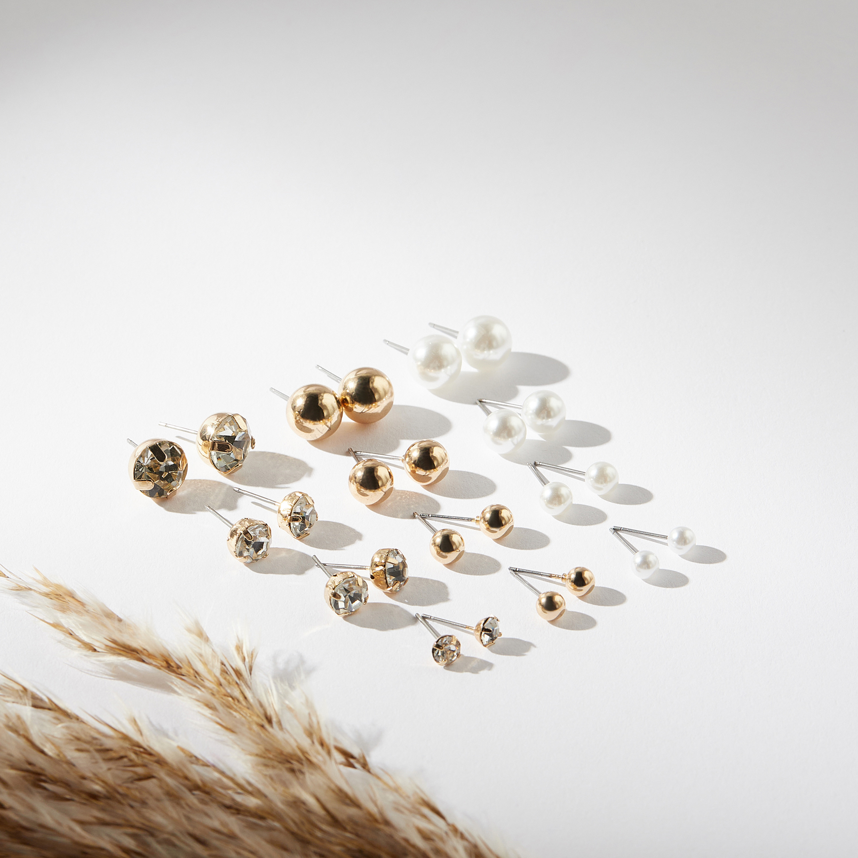 Assorted Stud Earrings - Set of 12-women-watchesandjewellery-jewellery-earrings-image-1