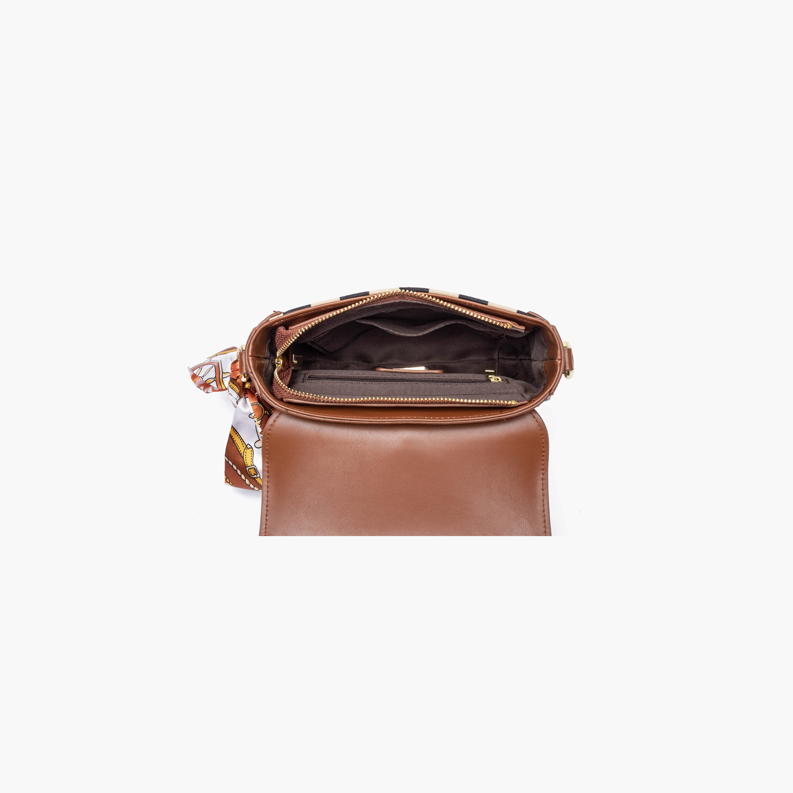  حقيبة كروس مزخرفة بحزام سلسلة معدني وقفل ملتوي بلون الأسمر من فيور-women-bagsandwallets-handbags-image-3