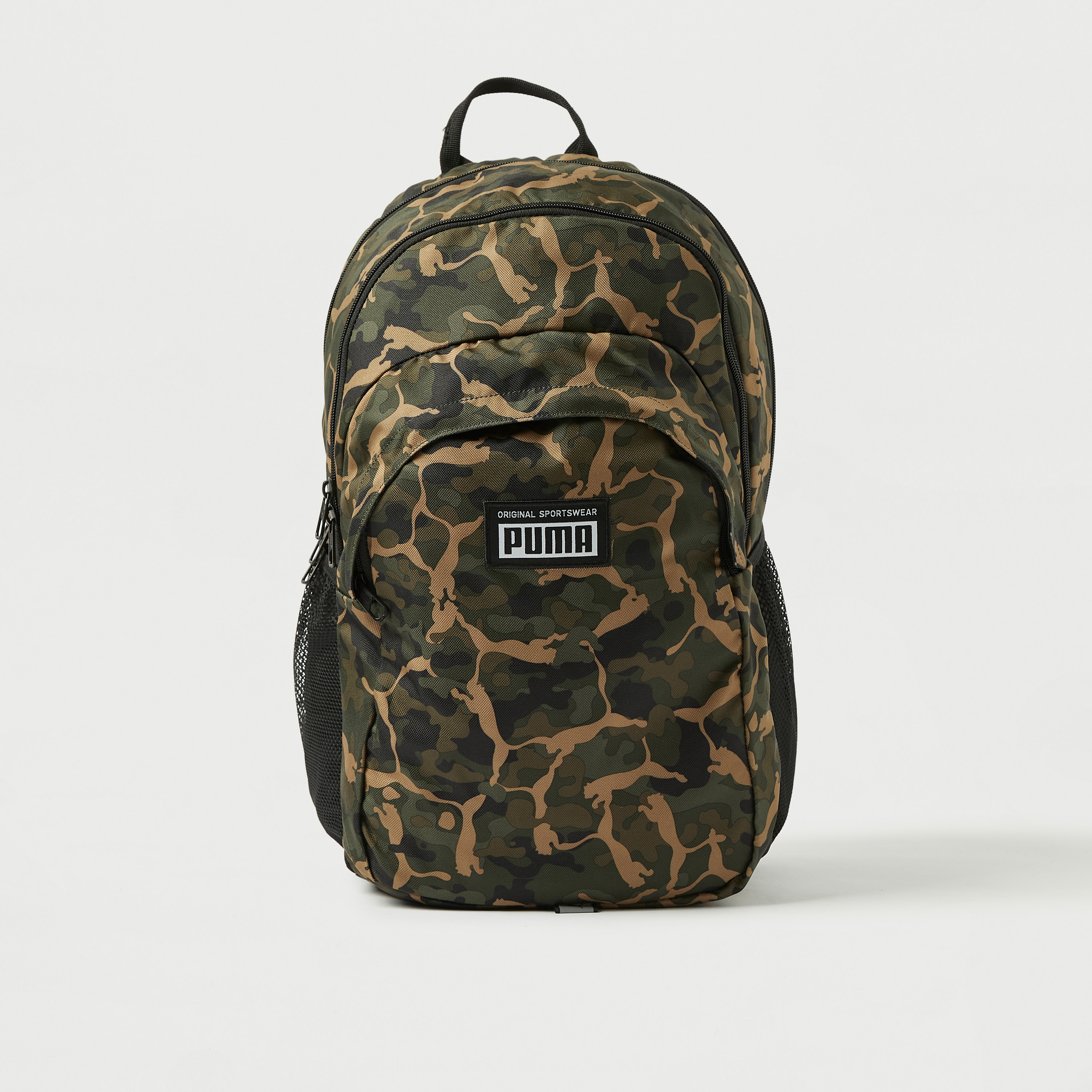 PUMA Camouflage Logo Print Backpack with Adjustable Straps