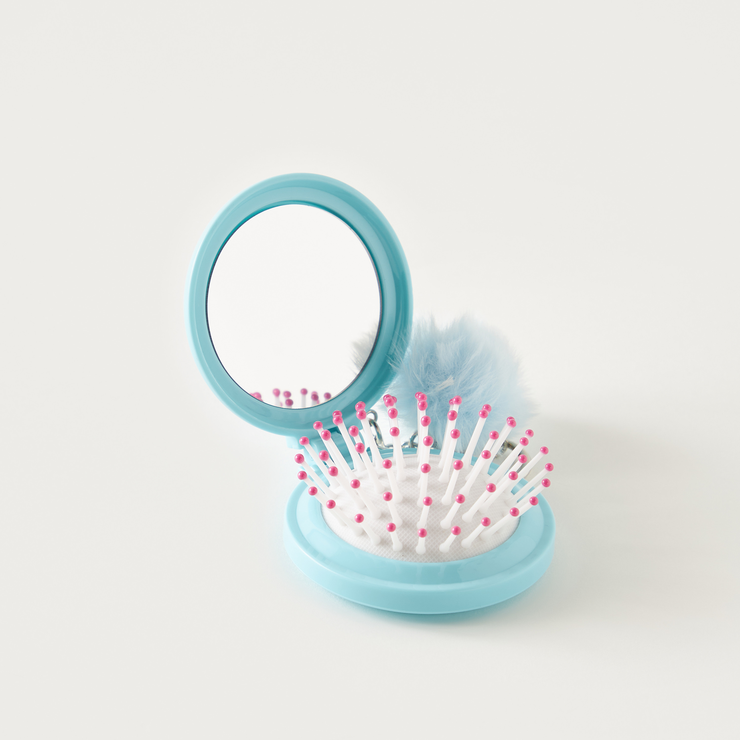فرشاة شعر قابلة للطي بطبعات قطة مع مرآة وحلقة مفاتيح-beautyandpersonalcare-hair-stylingtools-hairbrushesandcombs-image-1