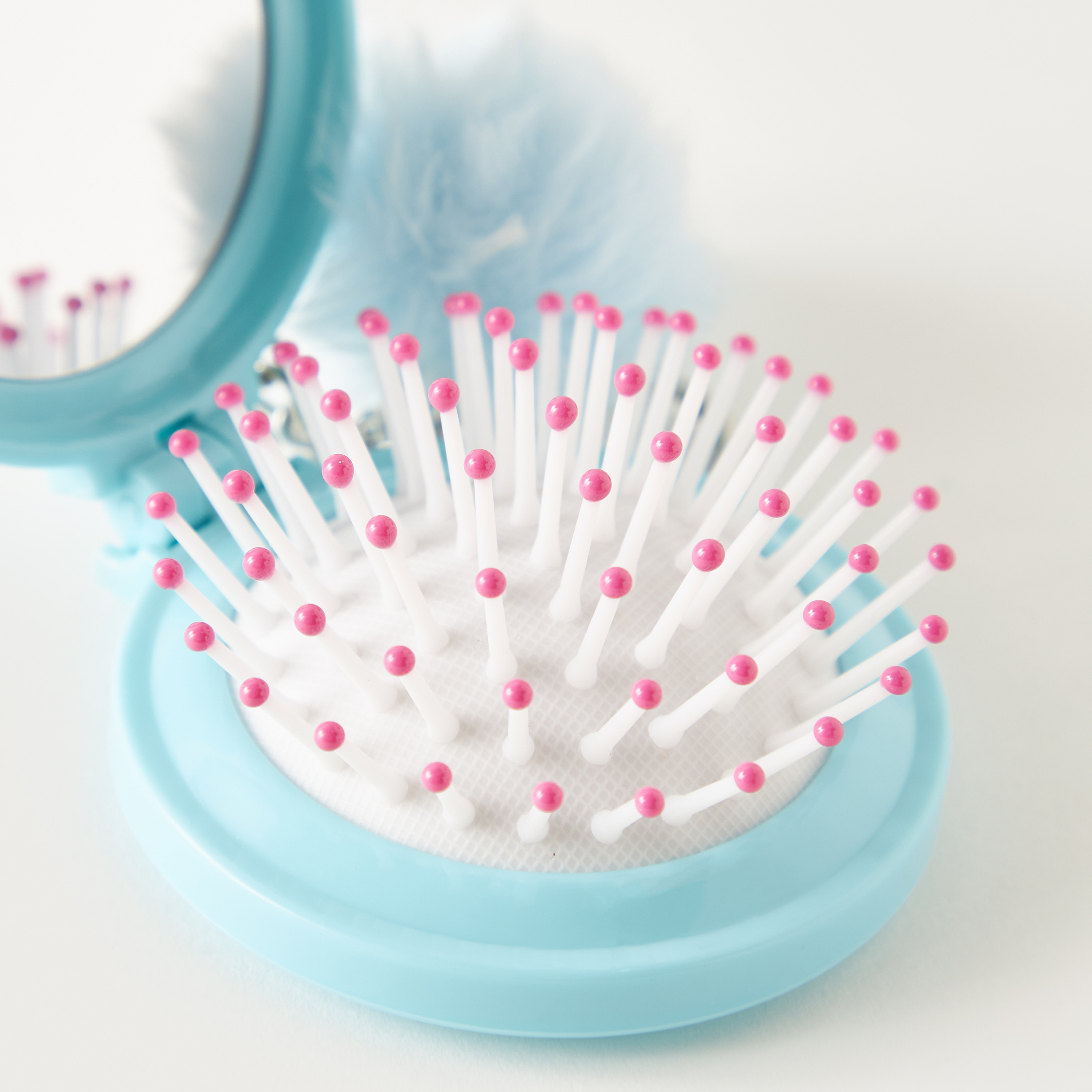 فرشاة شعر قابلة للطي بطبعات قطة مع مرآة وحلقة مفاتيح-beautyandpersonalcare-hair-stylingtools-hairbrushesandcombs-image-3