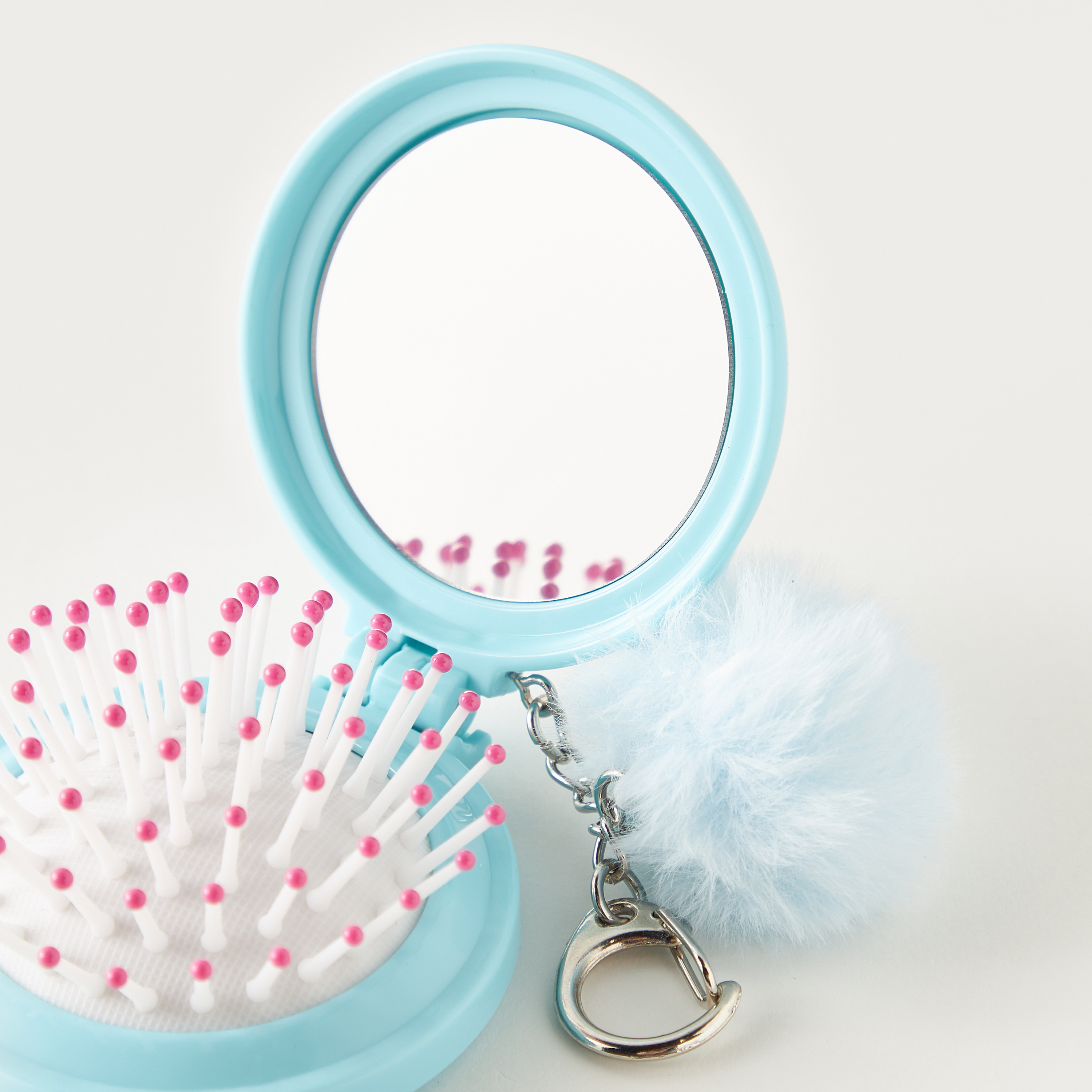فرشاة شعر قابلة للطي بطبعات قطة مع مرآة وحلقة مفاتيح-beautyandpersonalcare-hair-stylingtools-hairbrushesandcombs-image-4