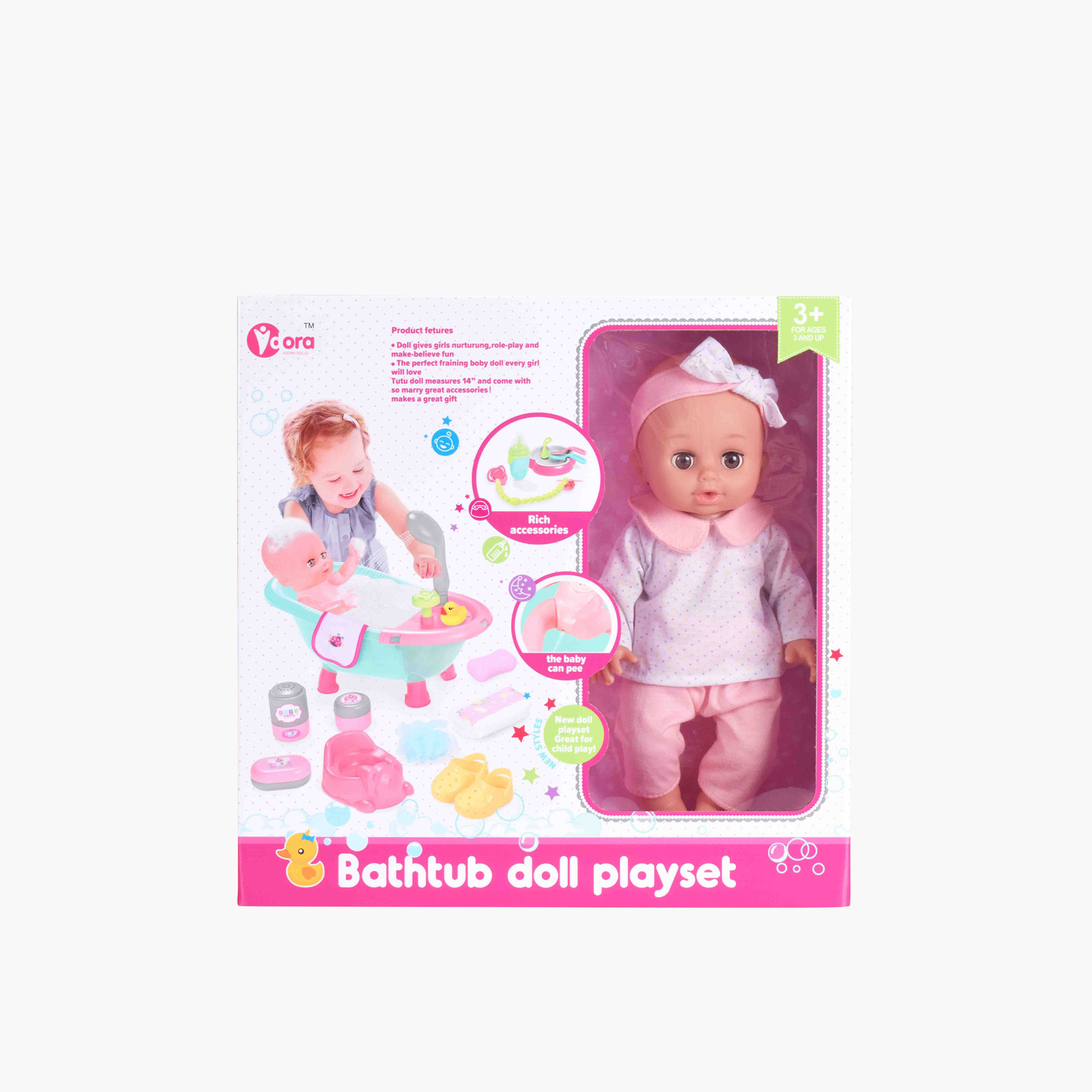 Musical Baby Doll Bathtub and Shower Playset 14 inches