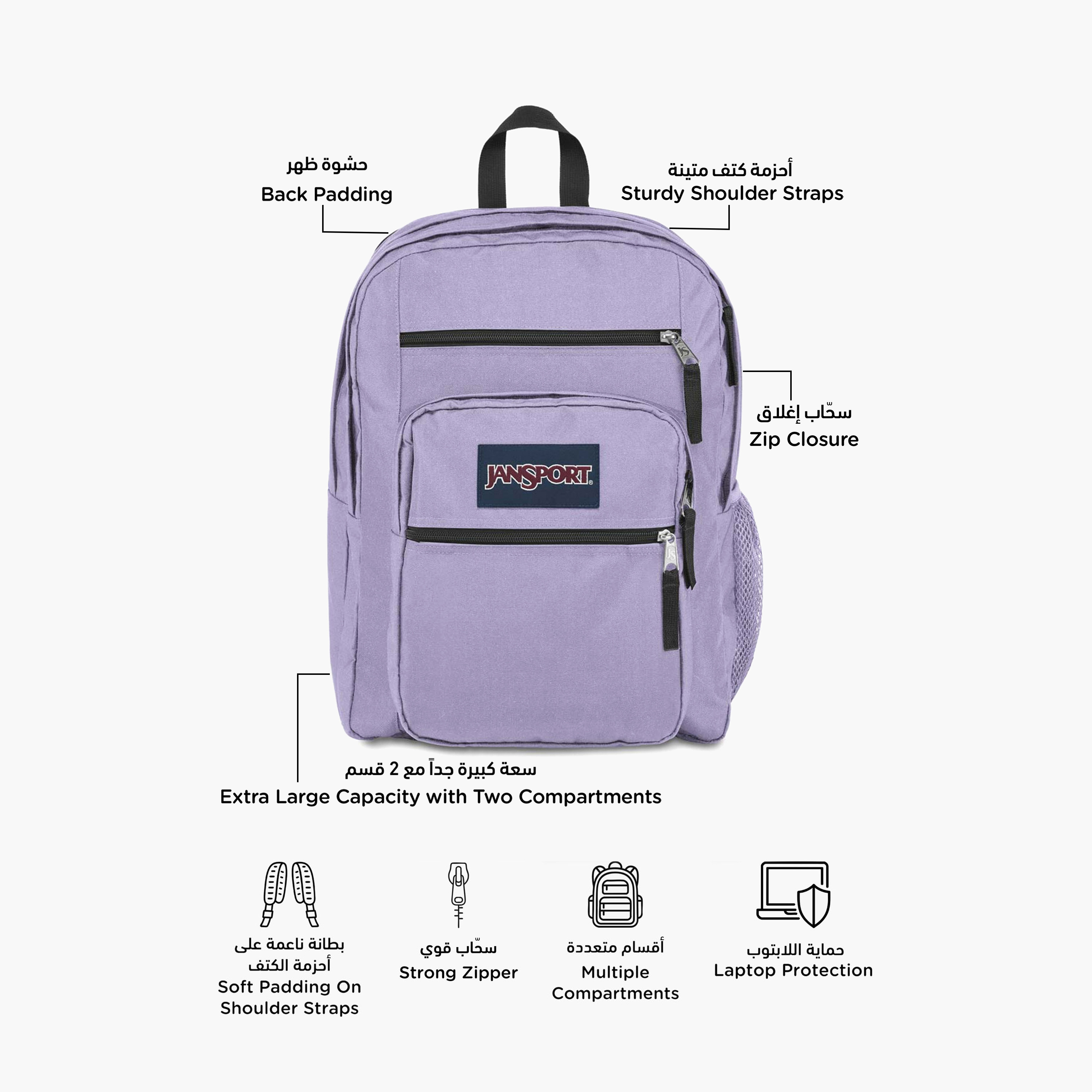 Jansport Big Student Printed Backpack with Zip Closure - 43x33x25 cms Lifetime Warranty-school-bagsandbackpacks-backpacks-image-11