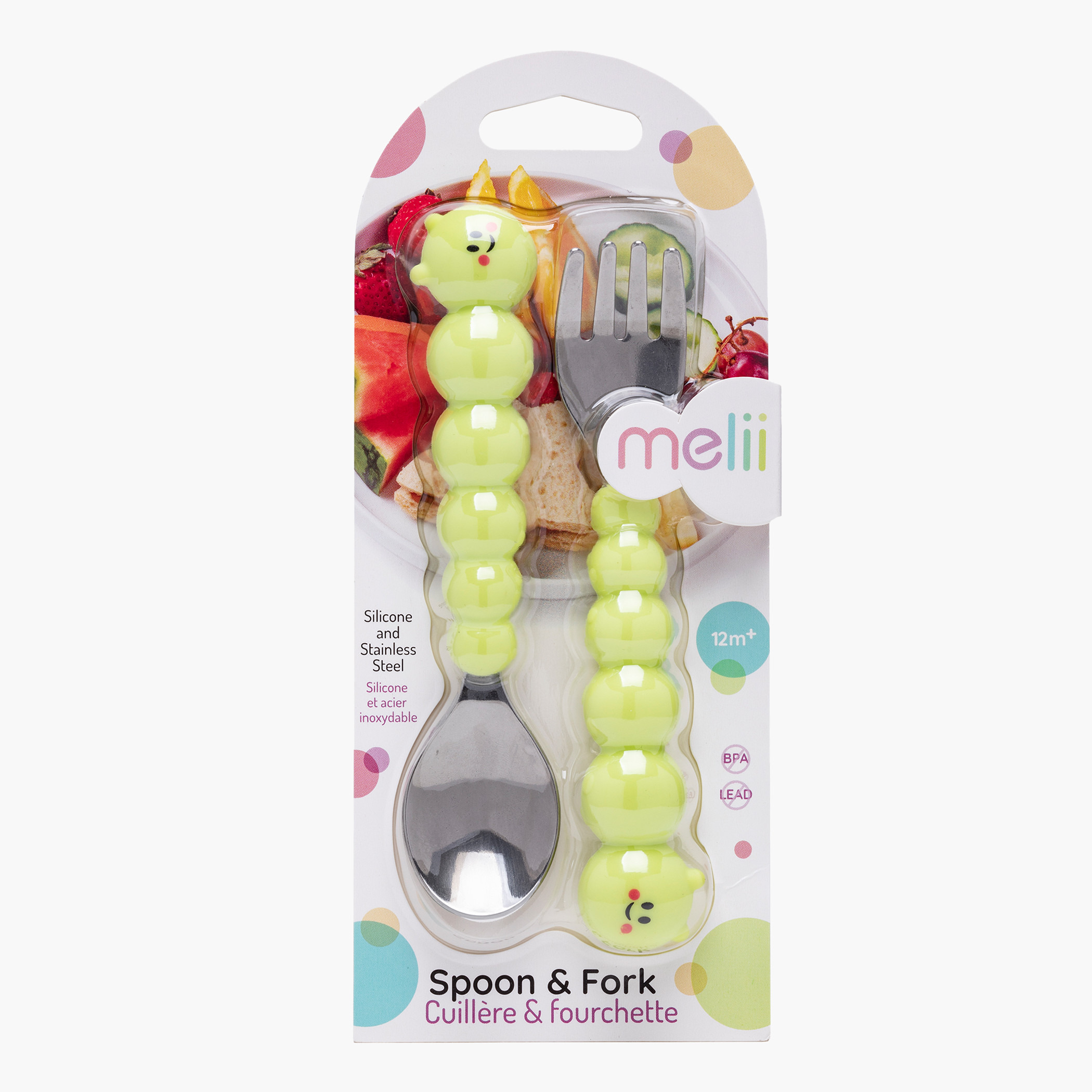 Melii Silicone Caterpillar Spoon and Fork Set-baby-feeding-mealtimeessentials-image-1