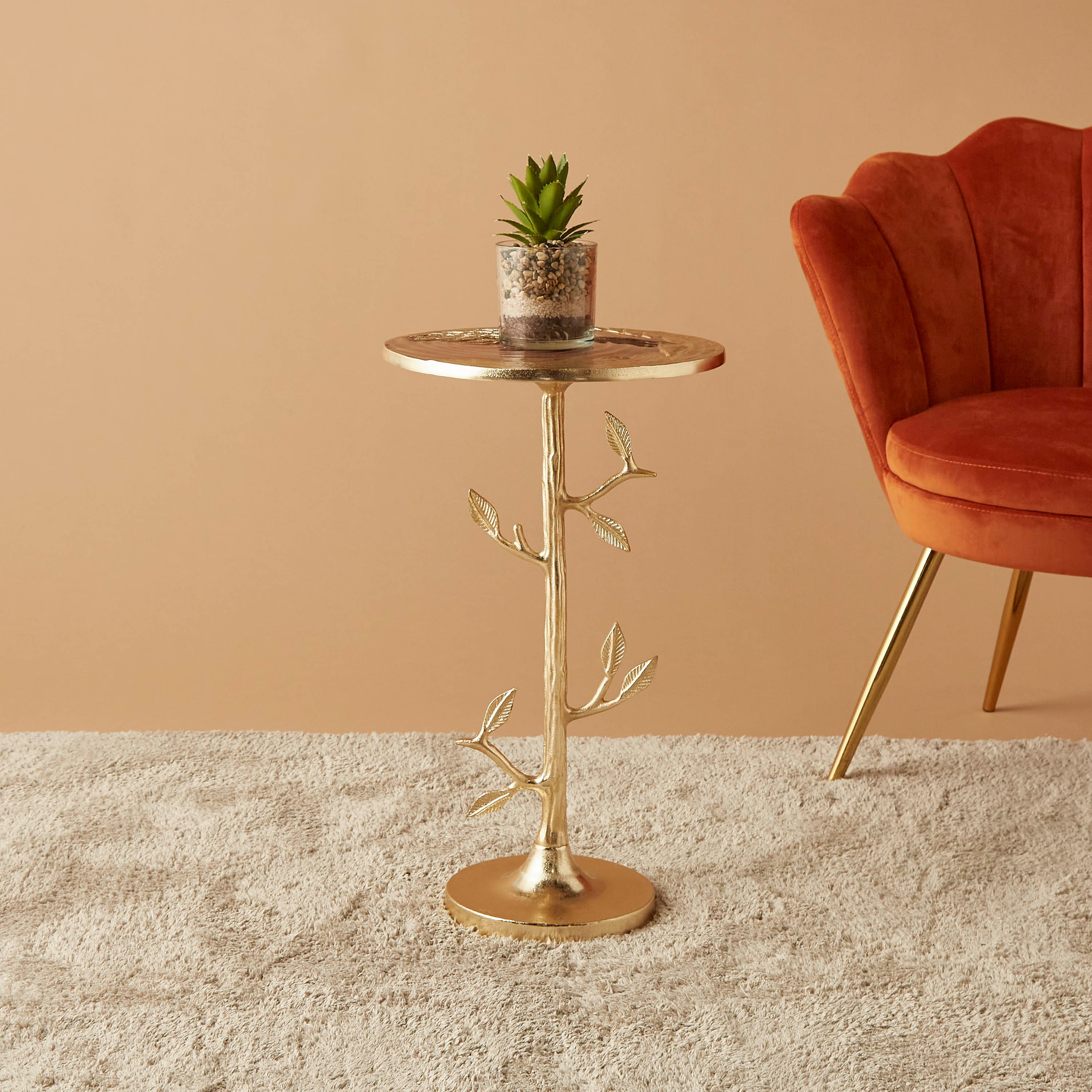 Gold pedestal deals side table