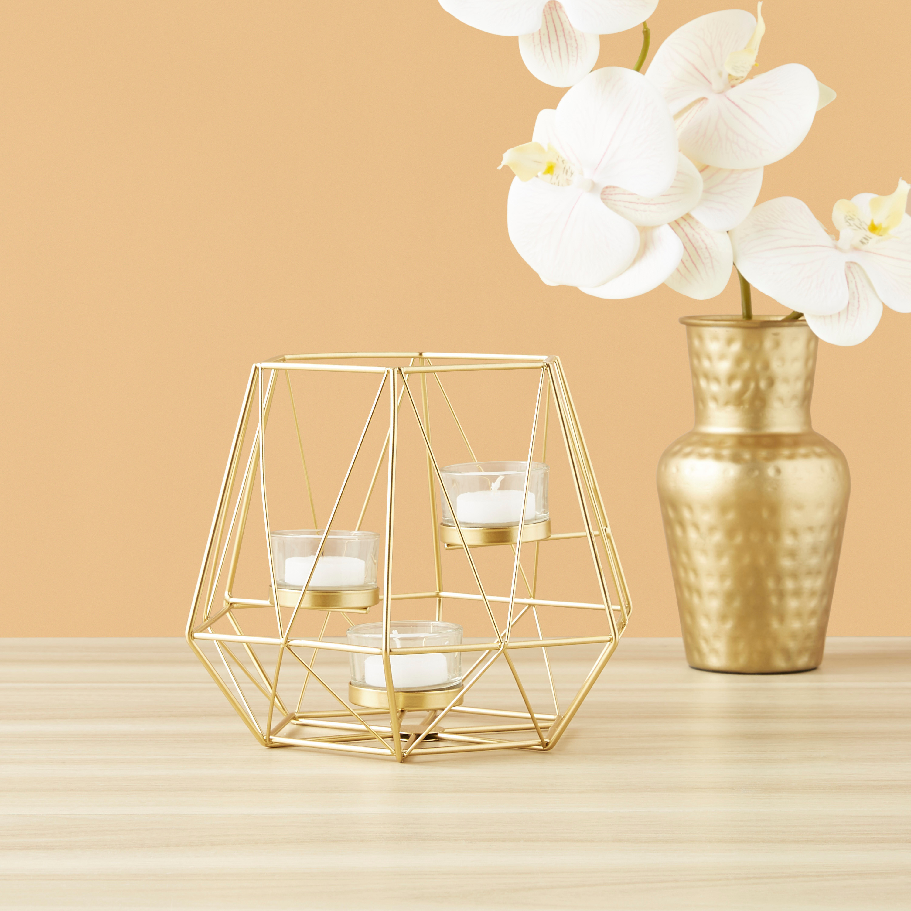 Metallic 3-Tealight Candleholder - 17 cms-household-decor-candleholdersandlanterns-image-1