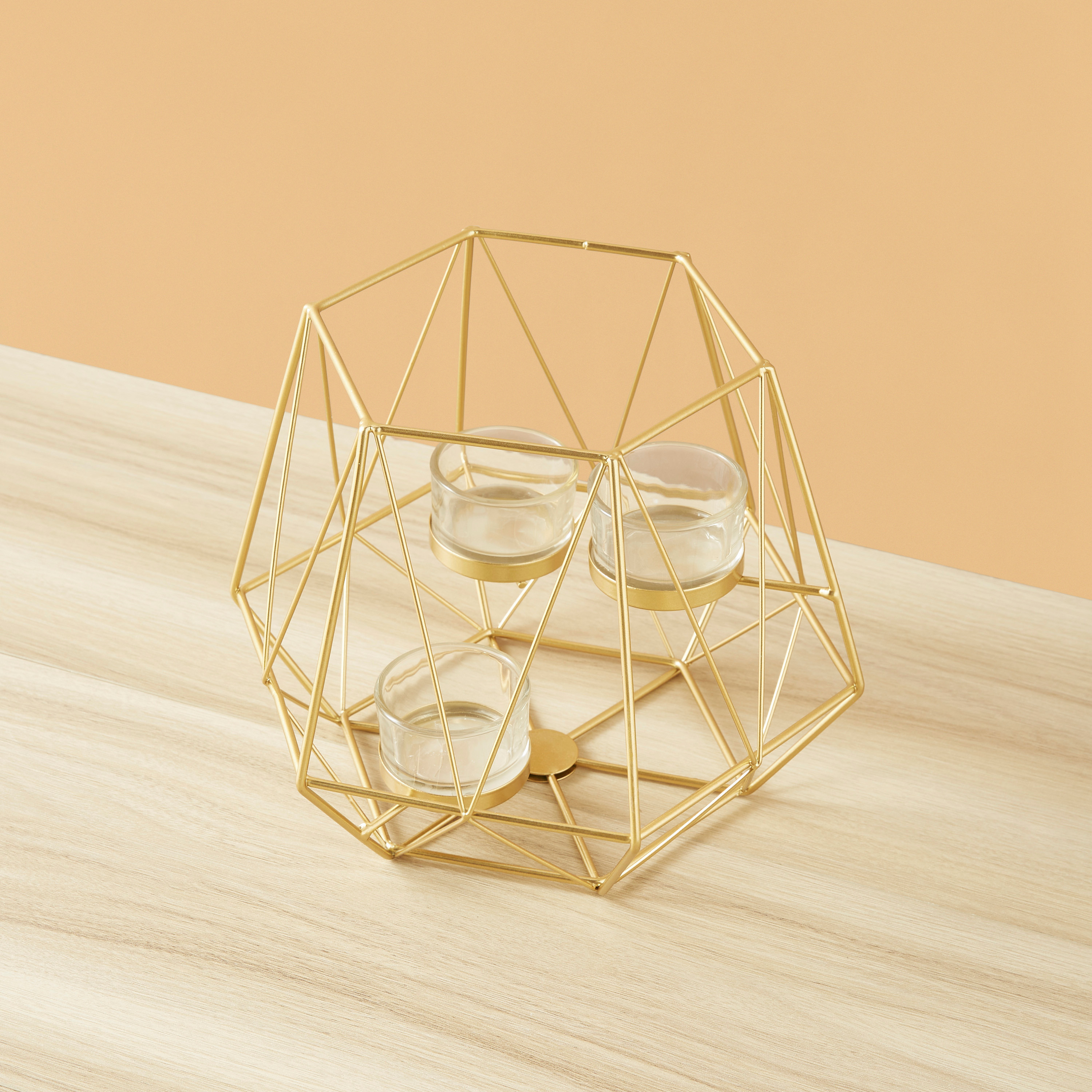 Metallic 3-Tealight Candleholder - 17 cms-household-decor-candleholdersandlanterns-image-2