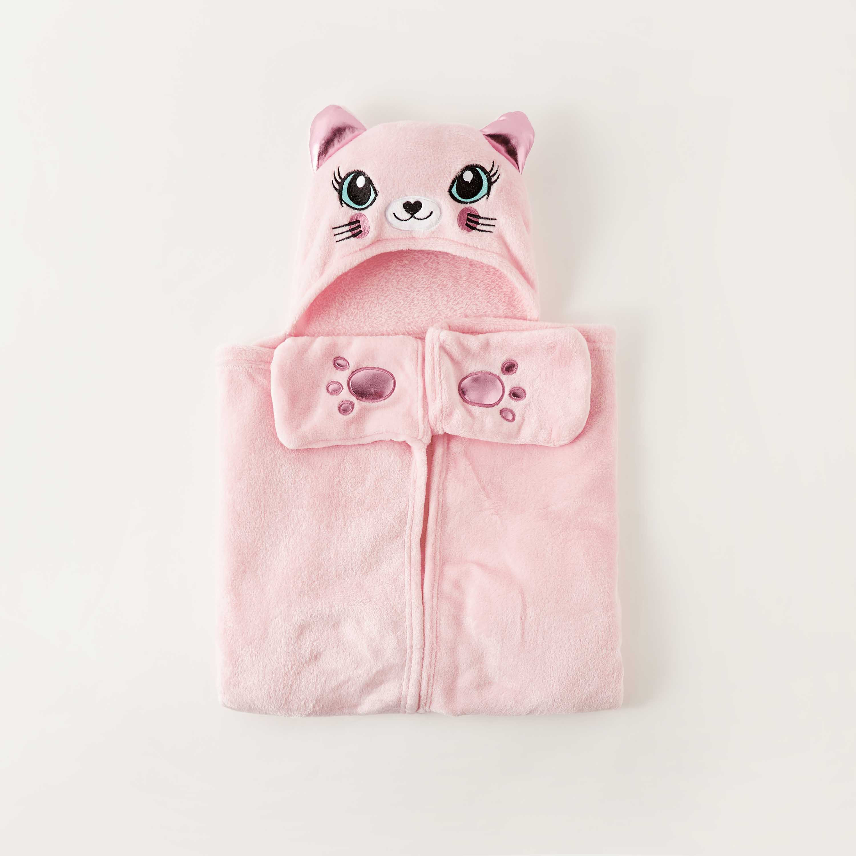 Shop Cat Ear Applique Hooded Blanket with Hand Pockets 102x127