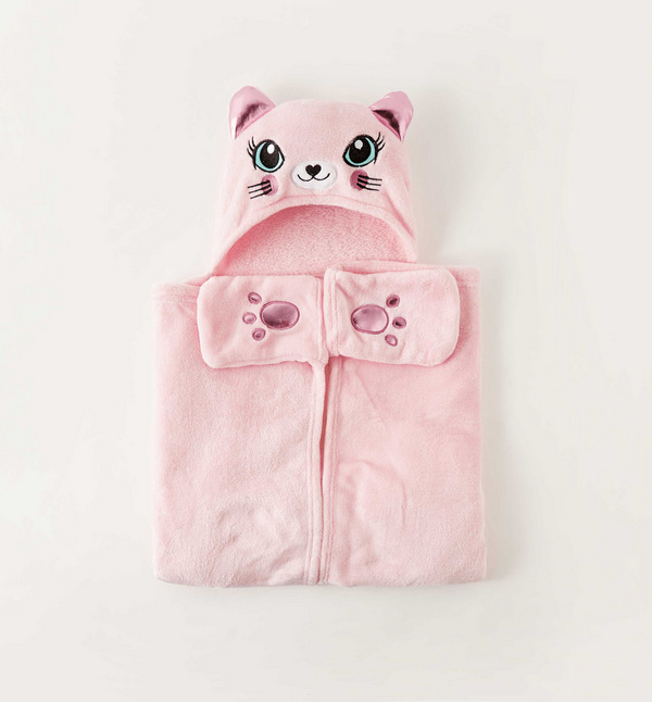 Shop Cat Ear Applique Hooded Blanket with Hand Pockets 102x127