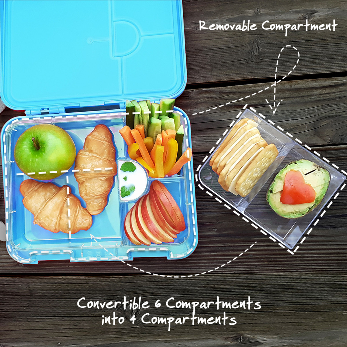 Eazy Kids Jawsome Shark Print Convertible Bento Lunch Box - Blue-school-lunchessentials-lunchboxes-image-10