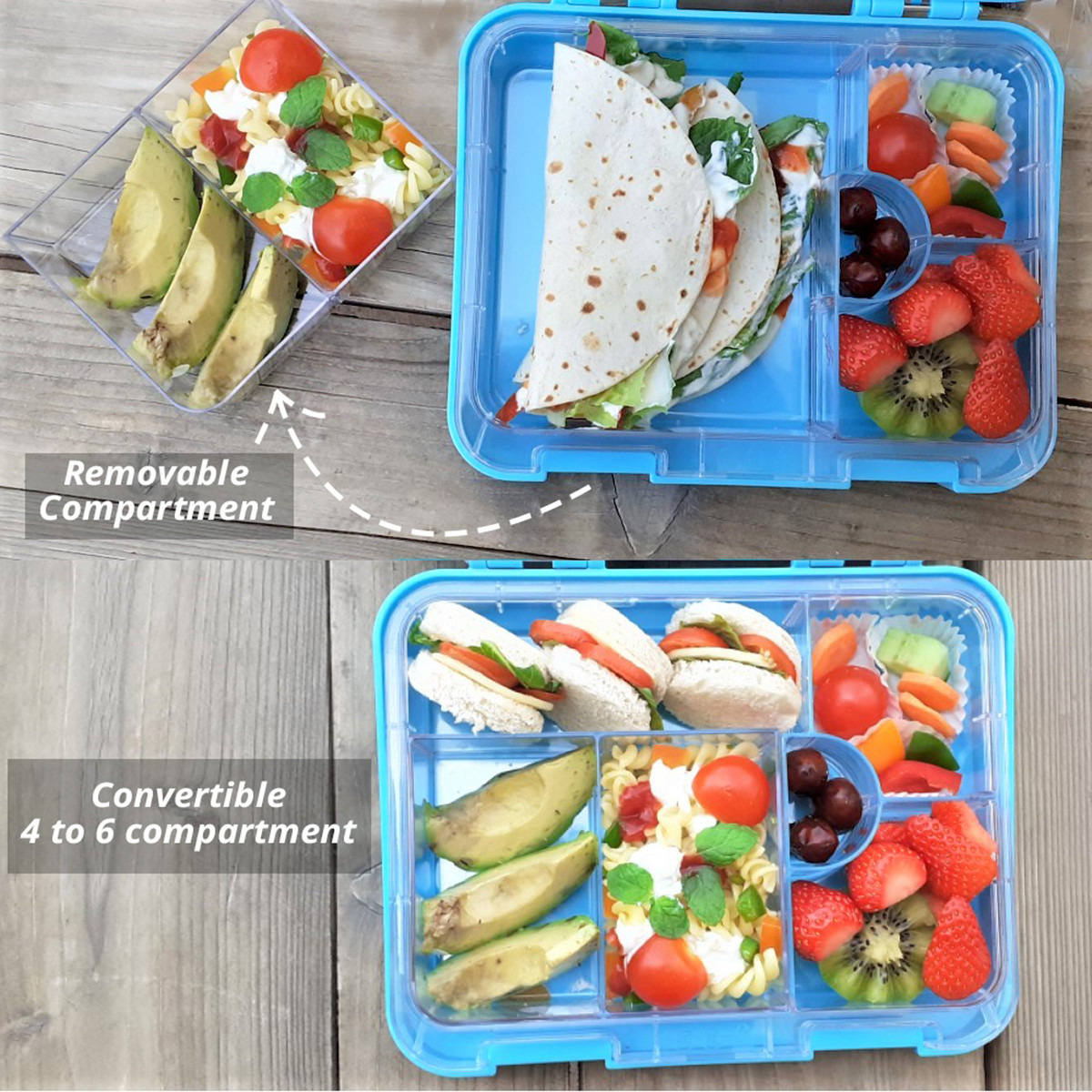 Eazy Kids Jawsome Shark Print Convertible Bento Lunch Box - Blue-school-lunchessentials-lunchboxes-image-9