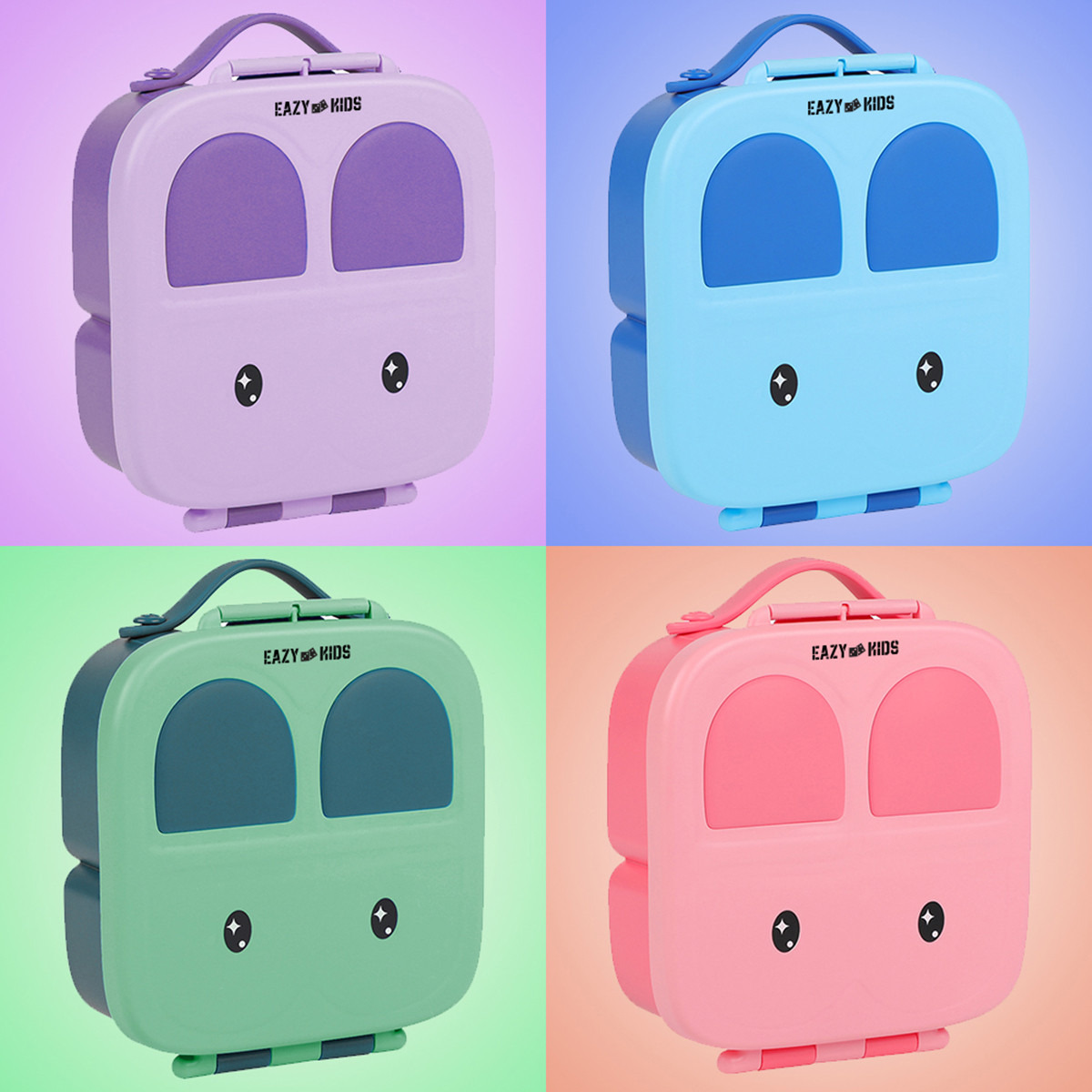صندوق غداء بينتو بمقبض وطبعات من إيزي كيدز - أزرق-school-lunchessentials-lunchboxes-image-2