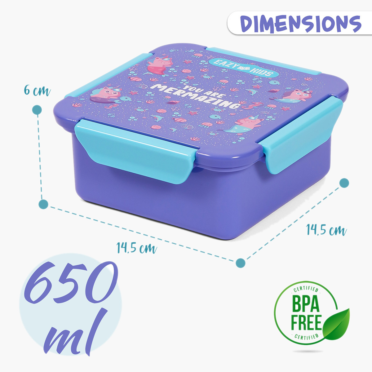 Eazy Kids Mermaid Print Lunch Box-school-lunchessentials-lunchboxes-image-9
