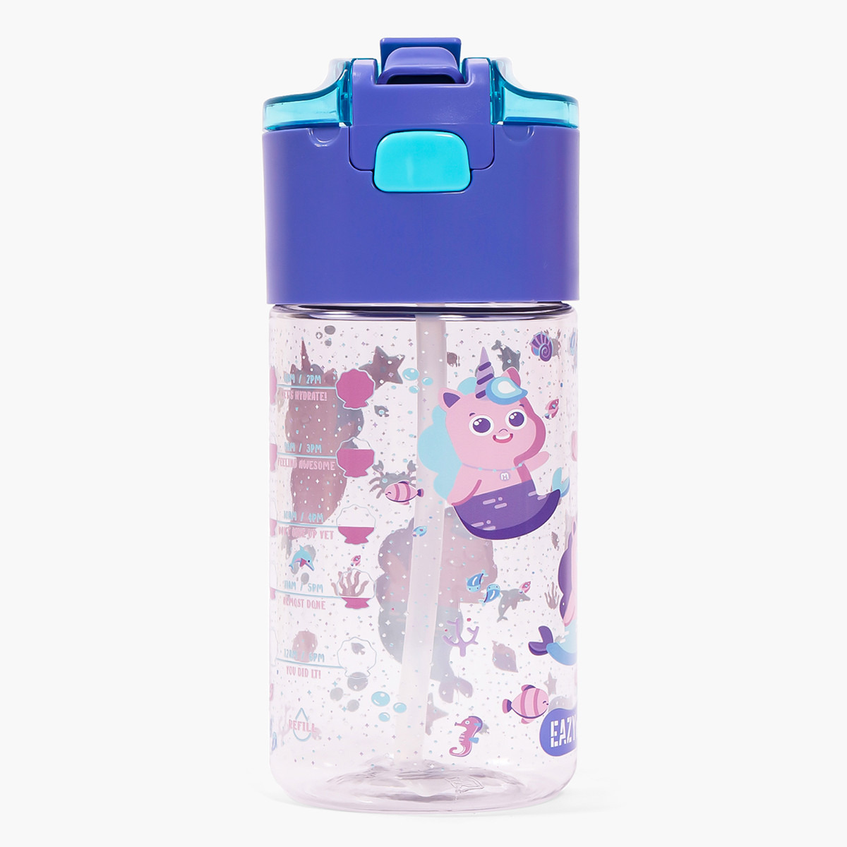 Eazy Kids Mermaid Print Purple Tritan Water Bottle - 450 ml-school-waterbottles-image-11