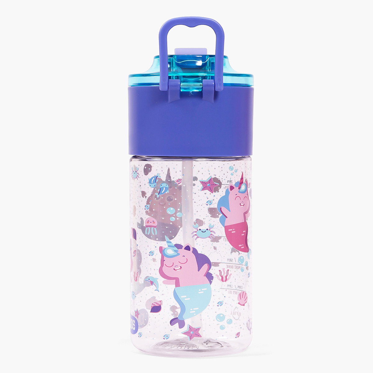 Eazy Kids Mermaid Print Purple Tritan Water Bottle - 450 ml-school-waterbottles-image-12