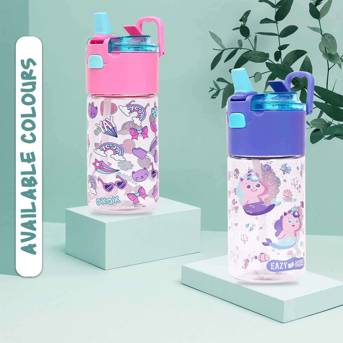 Eazy Kids Mermaid Print Purple Tritan Water Bottle - 450 ml-school-waterbottles-image-8