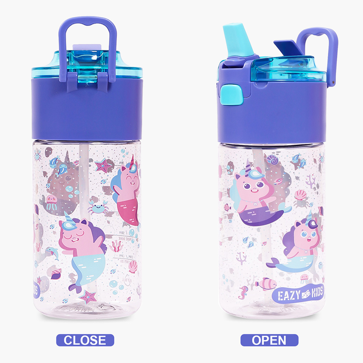 Eazy Kids Mermaid Print Purple Tritan Water Bottle - 450 ml-school-waterbottles-image-9