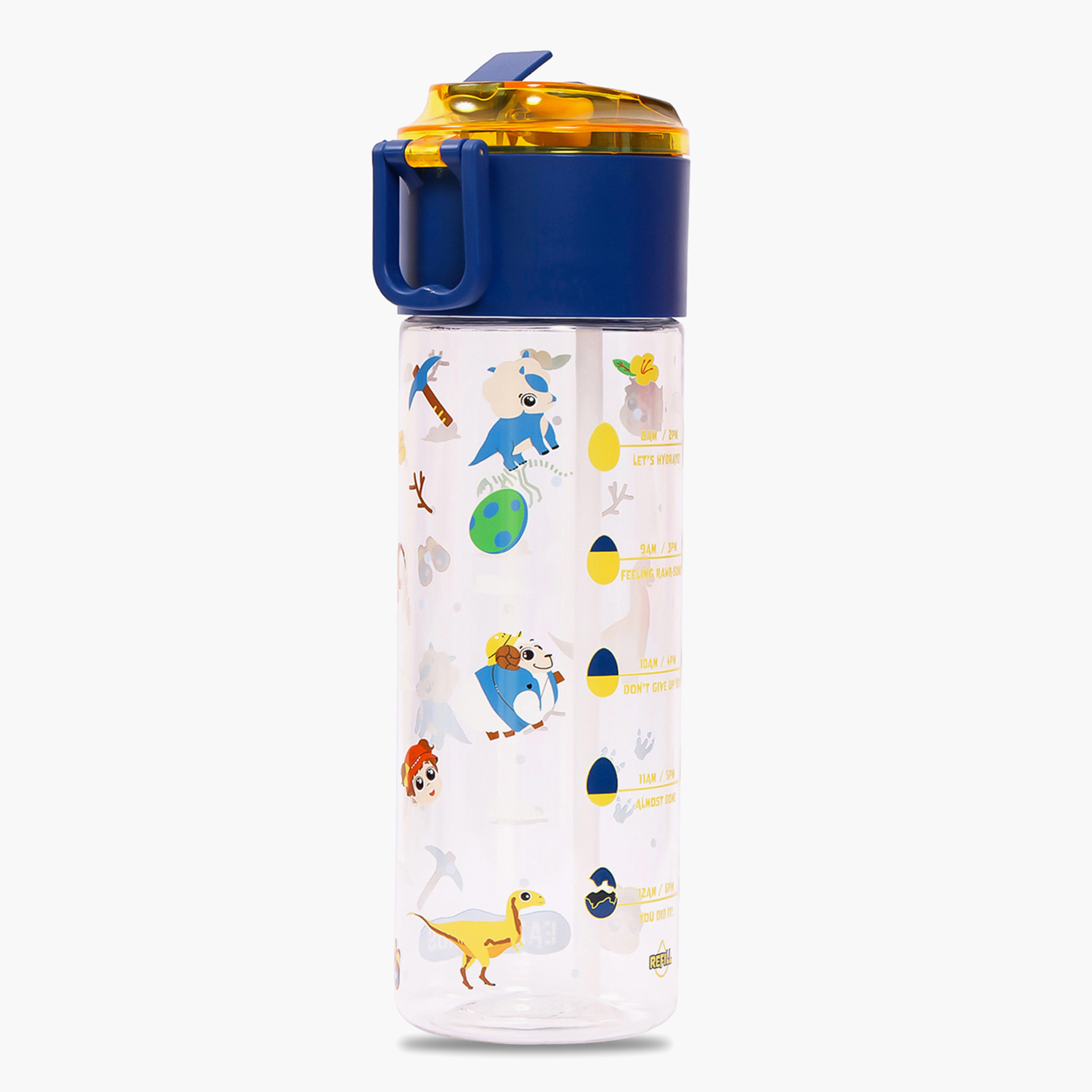 Eazy Kids T-Rex Dinosaur Print Blue Sipper Water Bottle - 450 ml-school-waterbottles-image-1