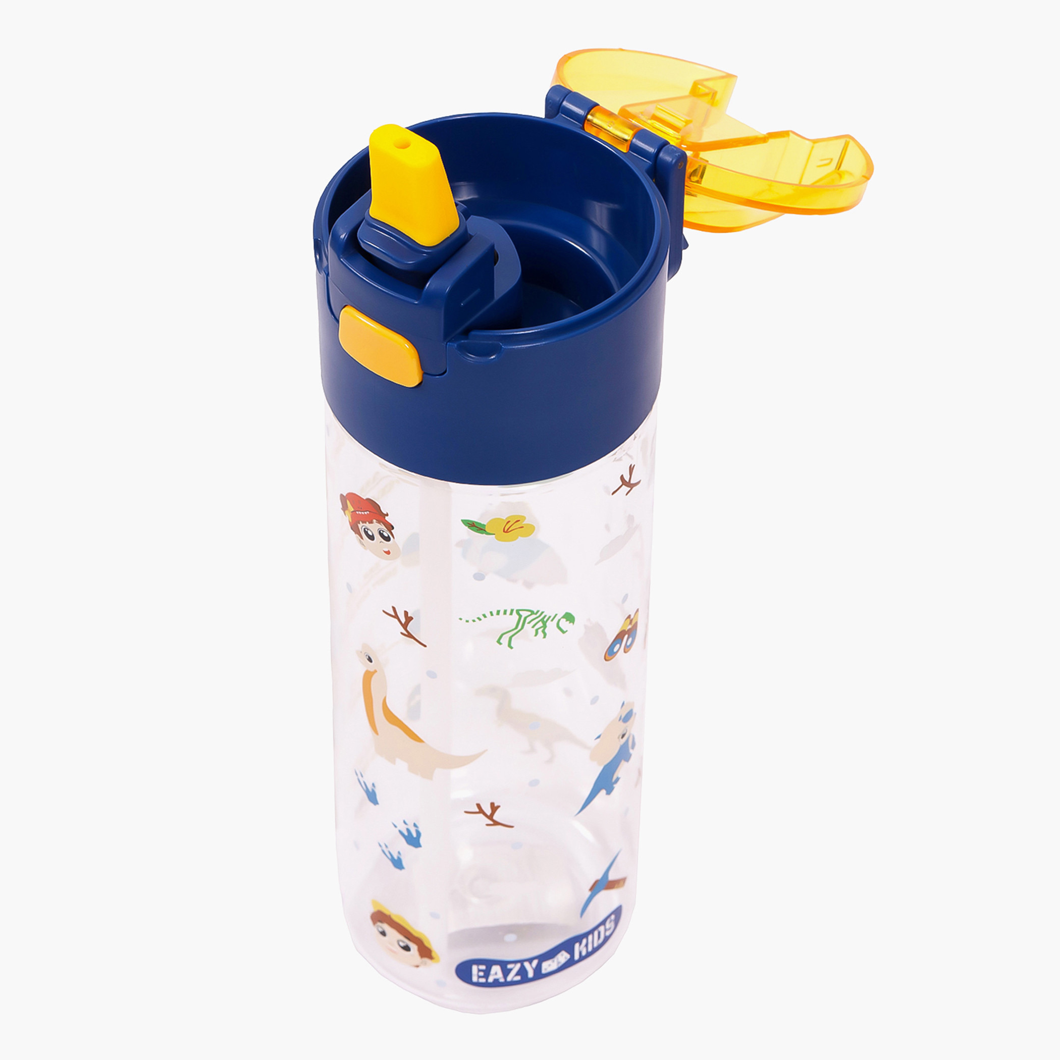 Eazy Kids T-Rex Dinosaur Print Blue Sipper Water Bottle - 450 ml-school-waterbottles-image-13
