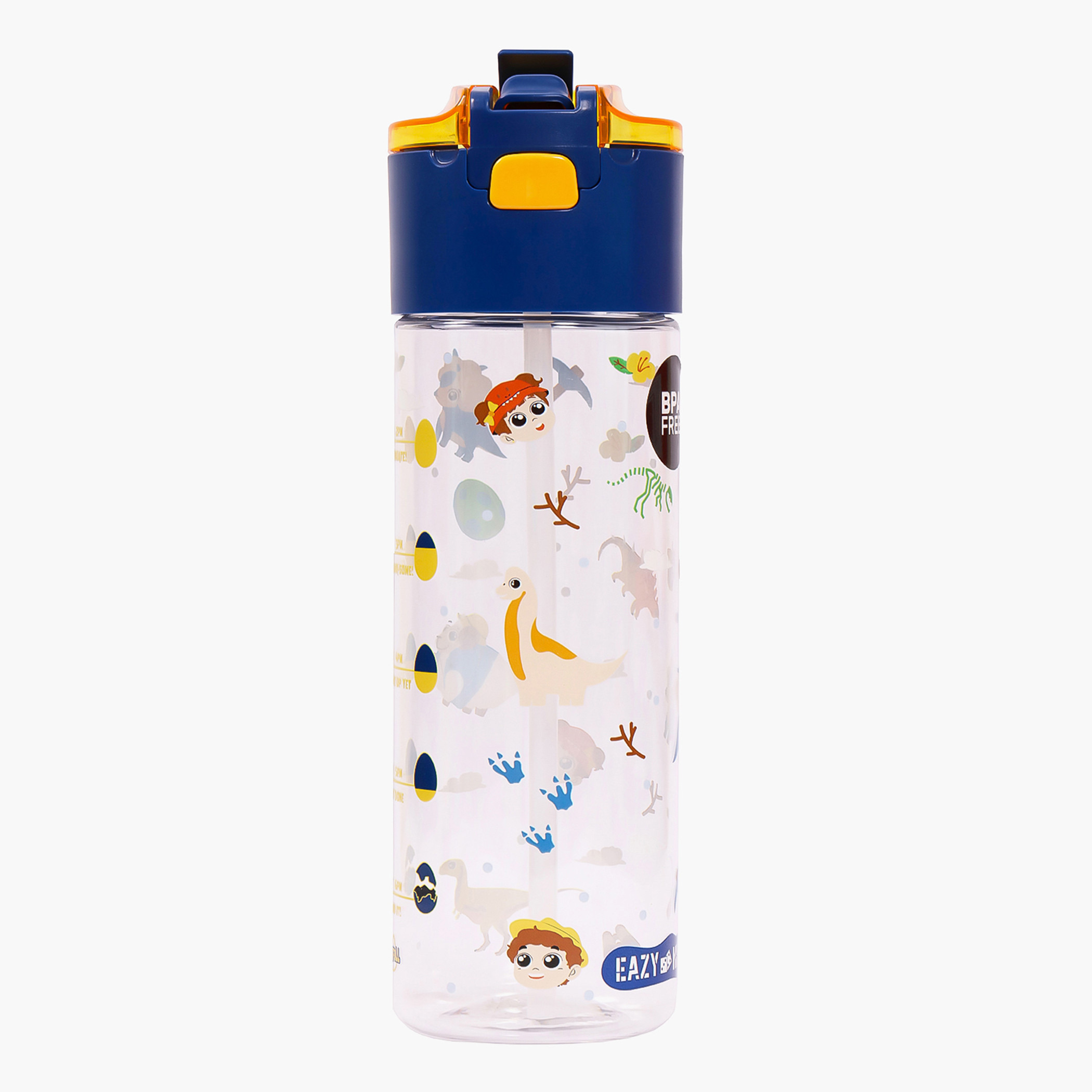 Eazy Kids T-Rex Dinosaur Print Blue Sipper Water Bottle - 450 ml-school-waterbottles-image-9