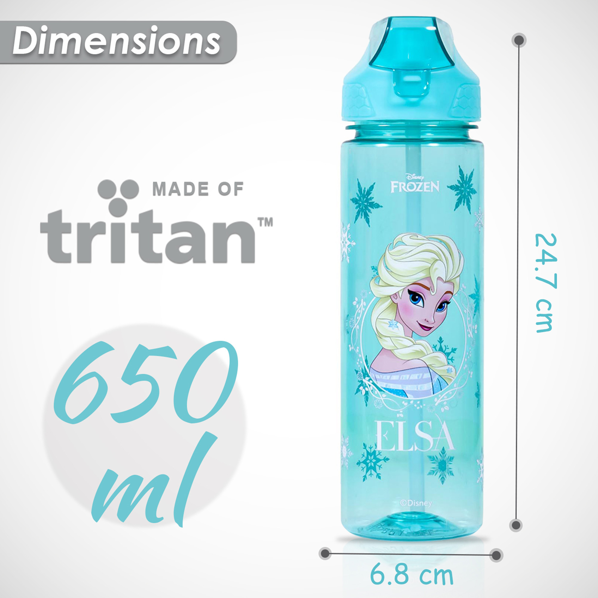 Disney Frozen Elsa Print Water Bottle - 650 ml-school-waterbottles-image-5