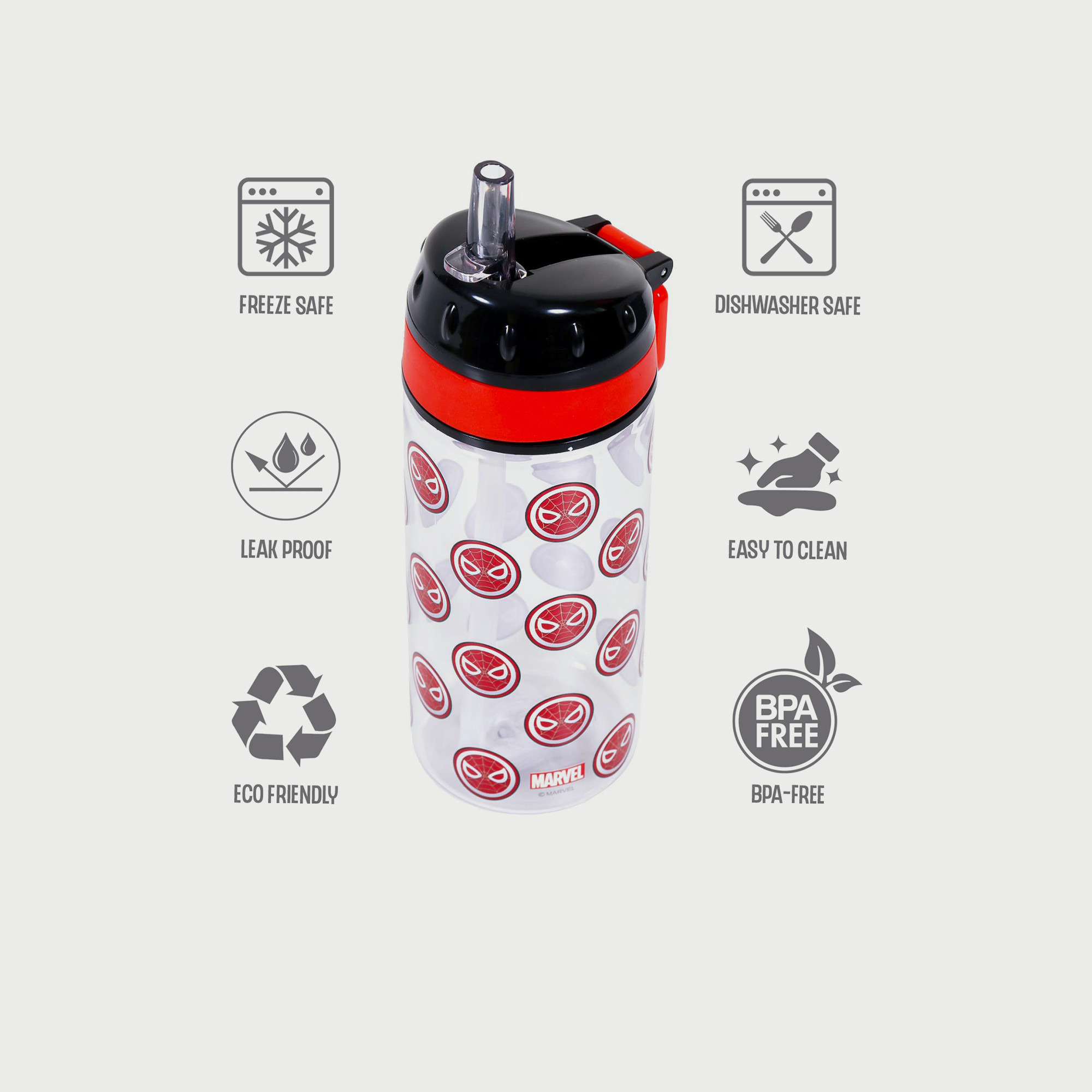 قارورة مياه بقشة ومقبض وطبعات سبايدر مان - 420 مل-school-waterbottles-image-3