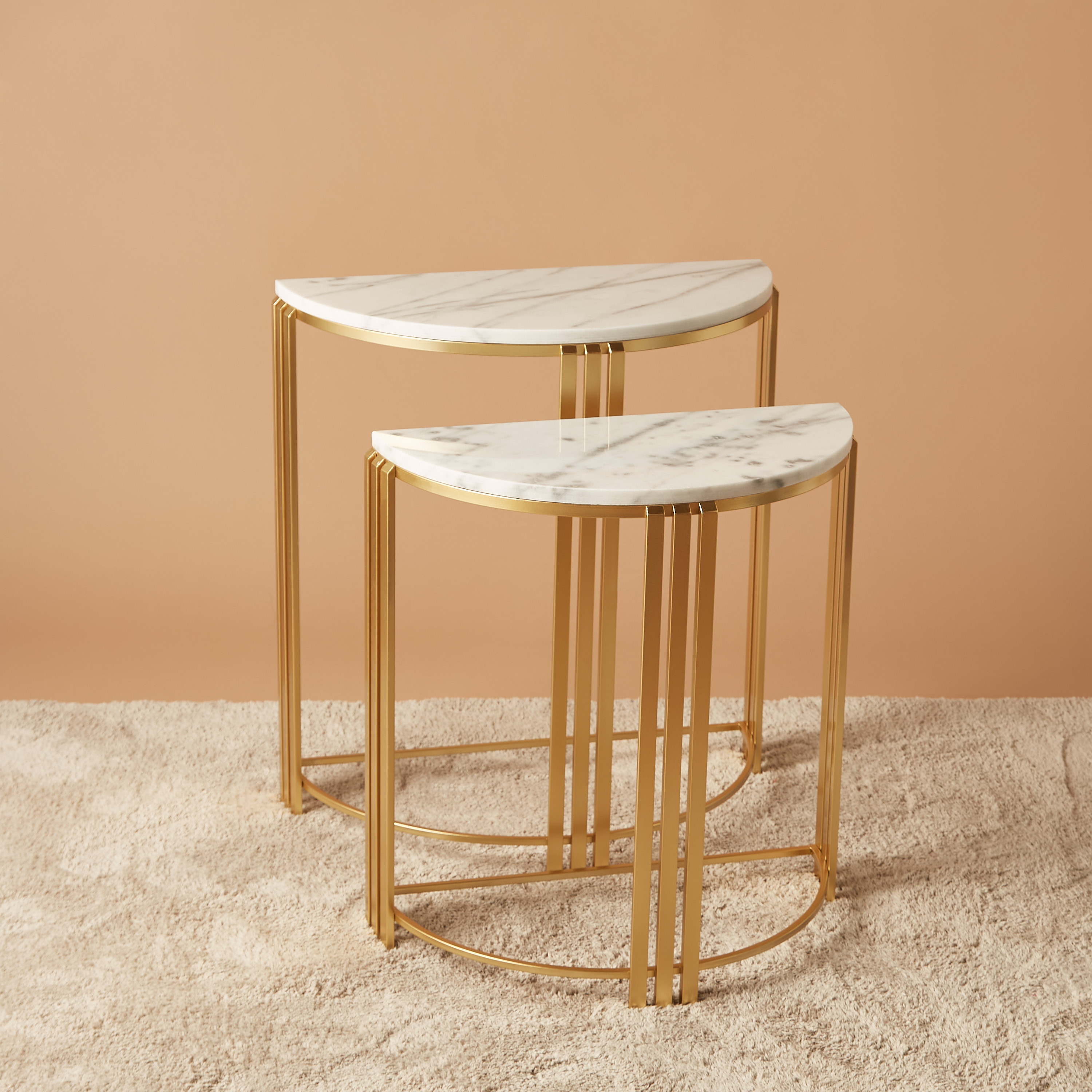 2-Piece Marble Top Console Table Set-furniture-livingroom-consoletablesandmirrors-image-2