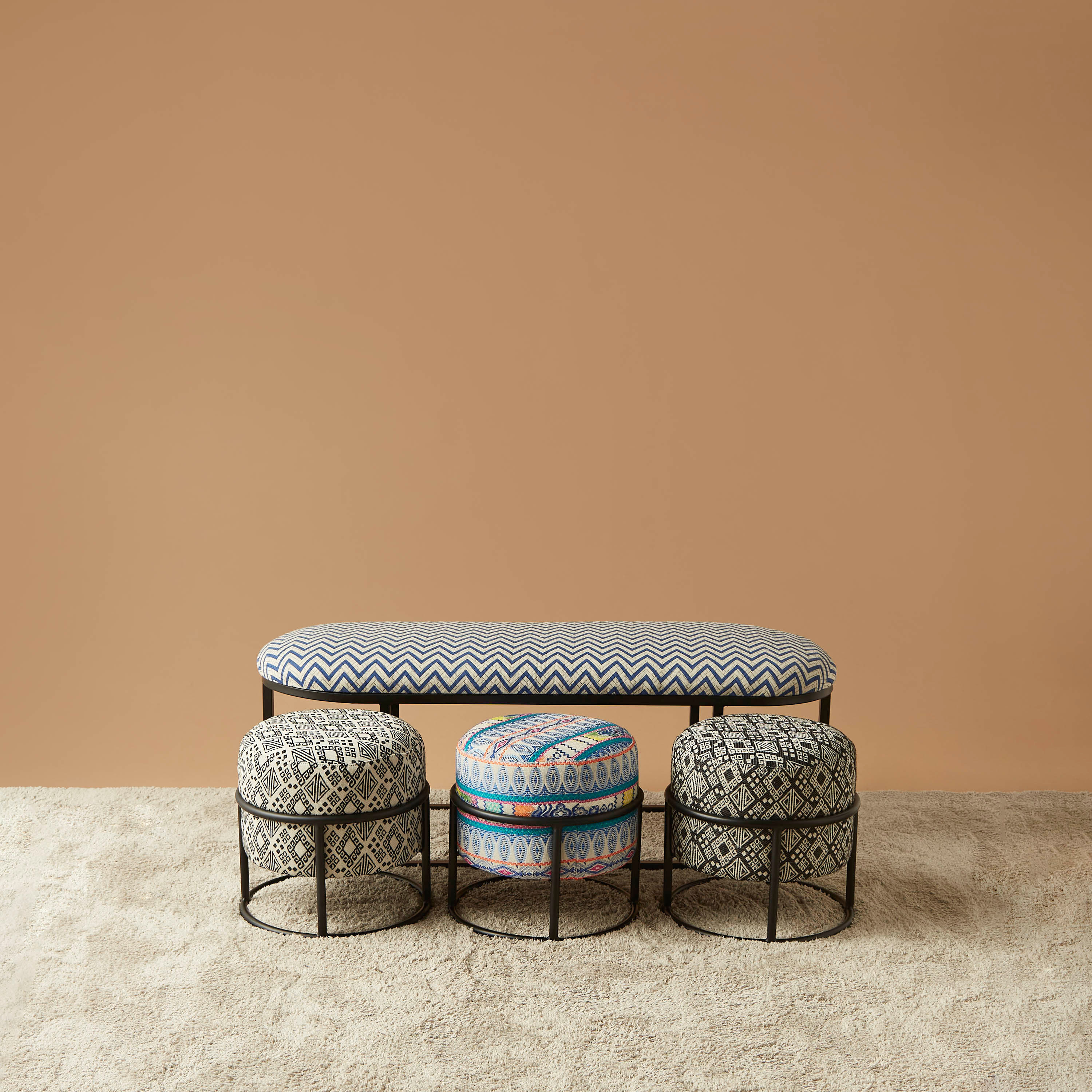 Upholstered 4-Piece Bench and Ottoman Set-furniture-diningroom-chairsandbenches-image-3