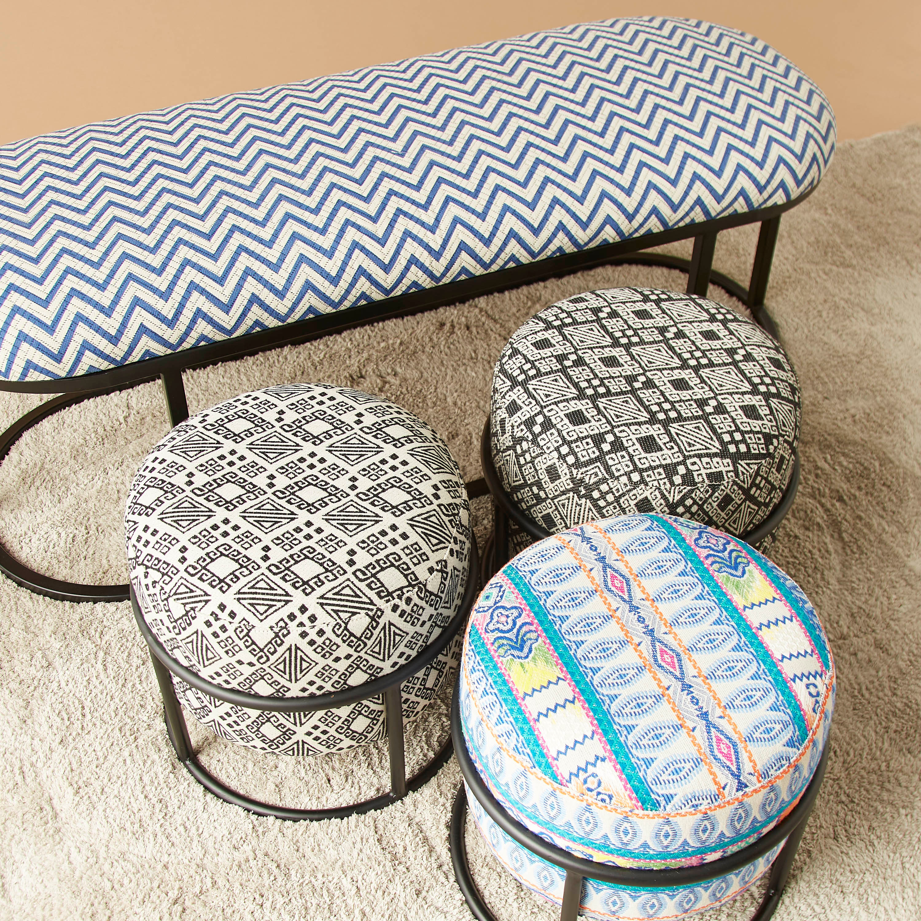 Upholstered 4-Piece Bench and Ottoman Set-furniture-diningroom-chairsandbenches-image-5