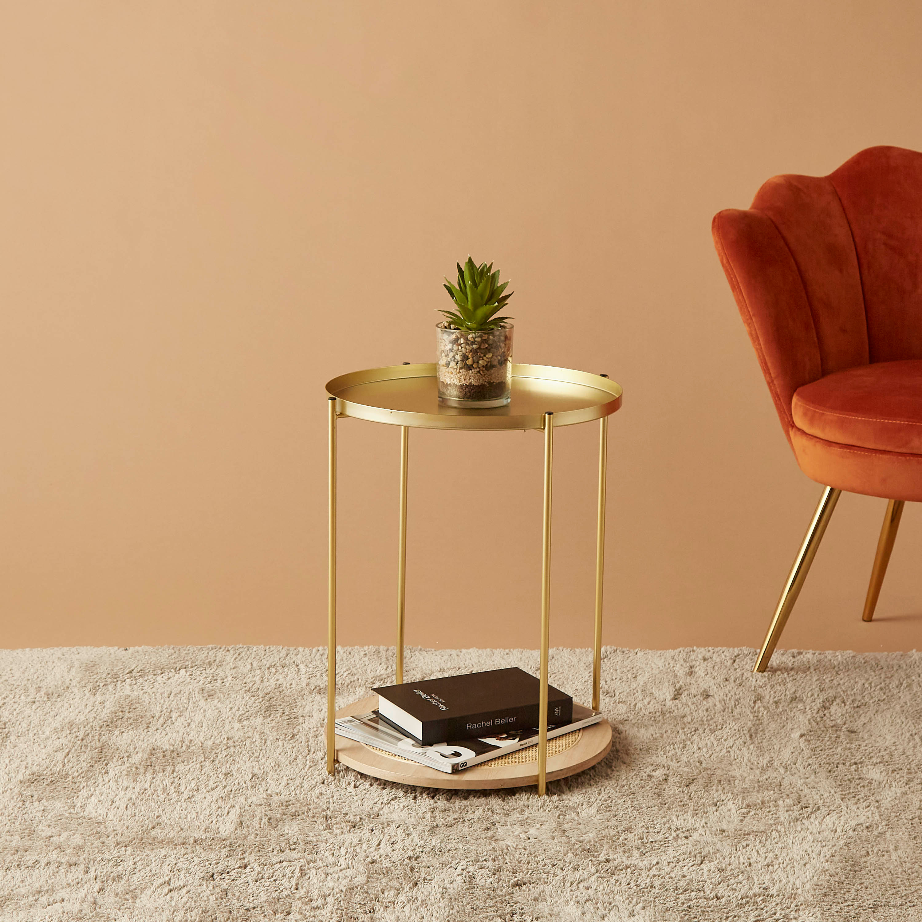 طاولة زينة بسطح معدني - 40x40x51 سم-furniture-livingroom-sideandendtables-image-2
