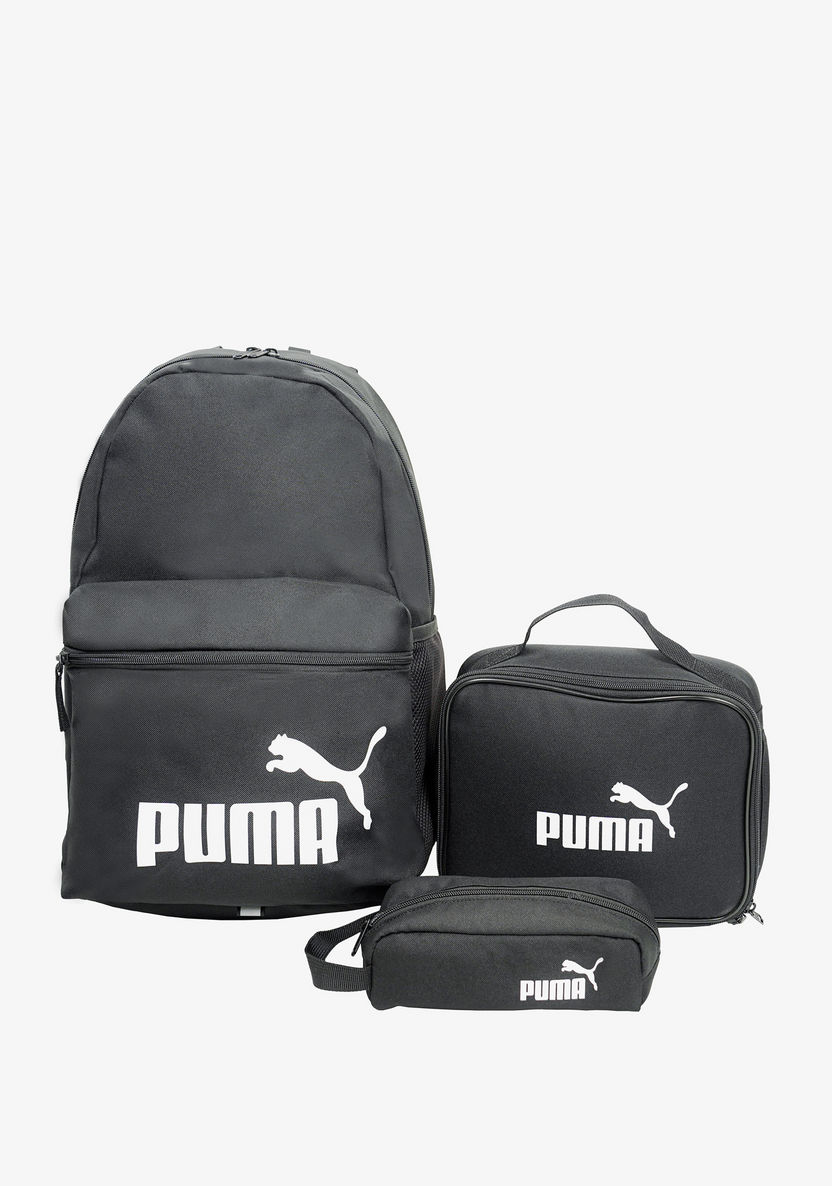 Puma Logo Print Backpack with Lunch Bag and Pouch-Back To School-image-7