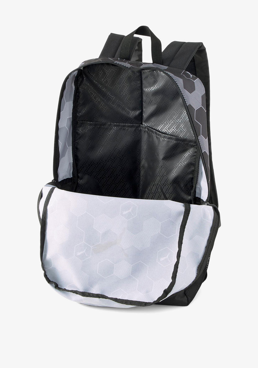 Puma Geometric Print Backpack with Adjustable Shoulder Straps and Zip Closure-Back To School-image-1