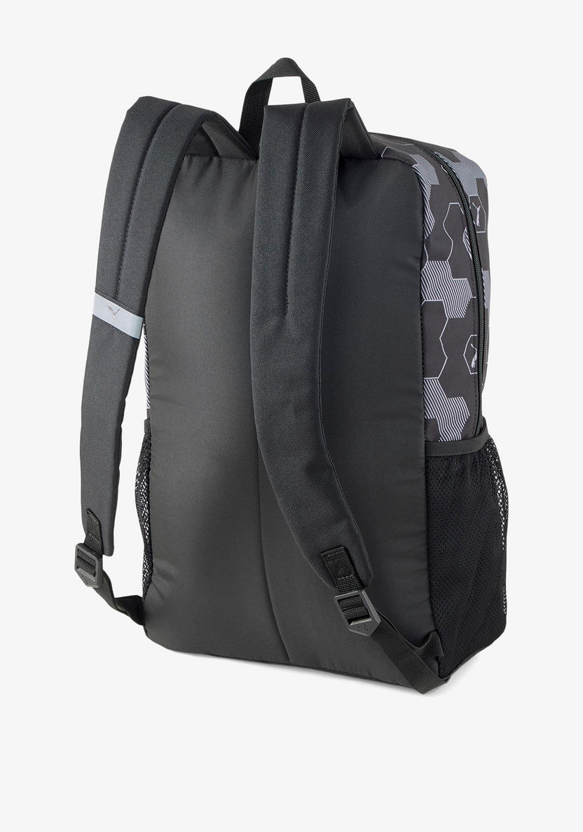 Puma Geometric Print Backpack with Adjustable Shoulder Straps and Zip Closure-Back To School-image-2