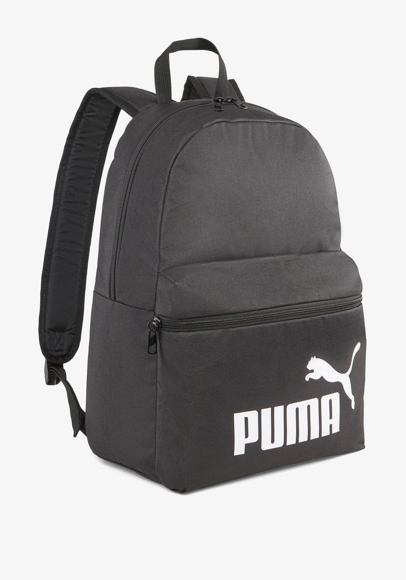 Puma Logo Print Backpack with Adjustable Straps and Zip Closure-Boy%27s Backpacks-image-0