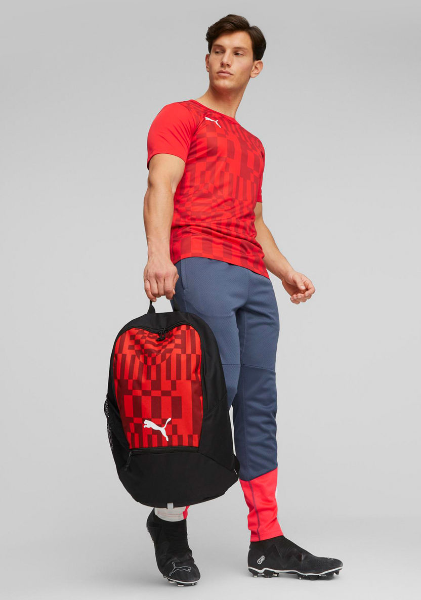 Puma Logo Print Backpack with Adjustable Straps and Zip Closure-Back To School-image-3
