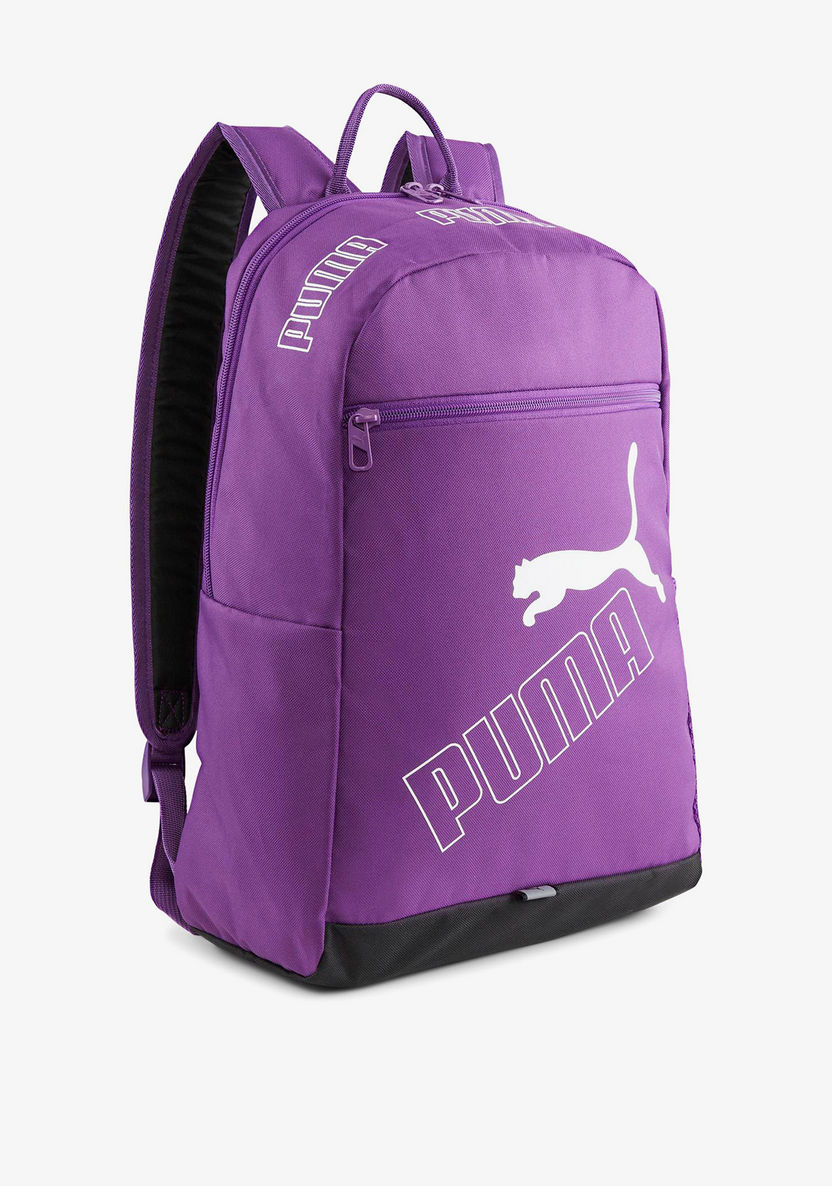 Puma Logo Print Backpack with Adjustable Straps and Zip Closure-Girl%27s Backpacks-image-0