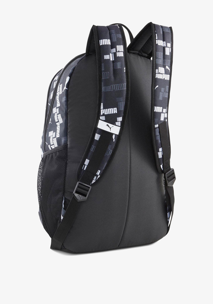 Puma All-Over Logo Print Backpack with Adjustable Straps and Zip Closure-Back To School-image-1