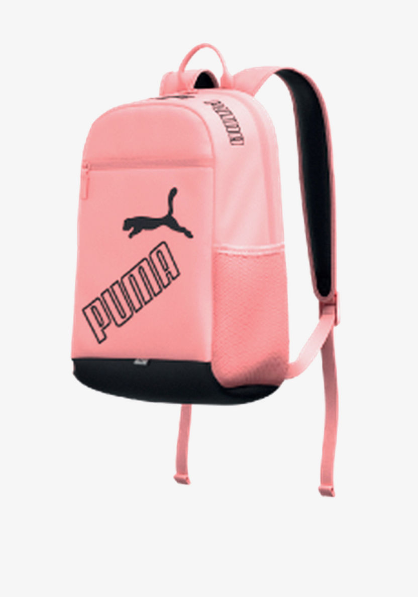 Puma Logo Print Backpack with Adjustable Shoulder Straps and Zip Closure-Girl%27s Backpacks-image-0