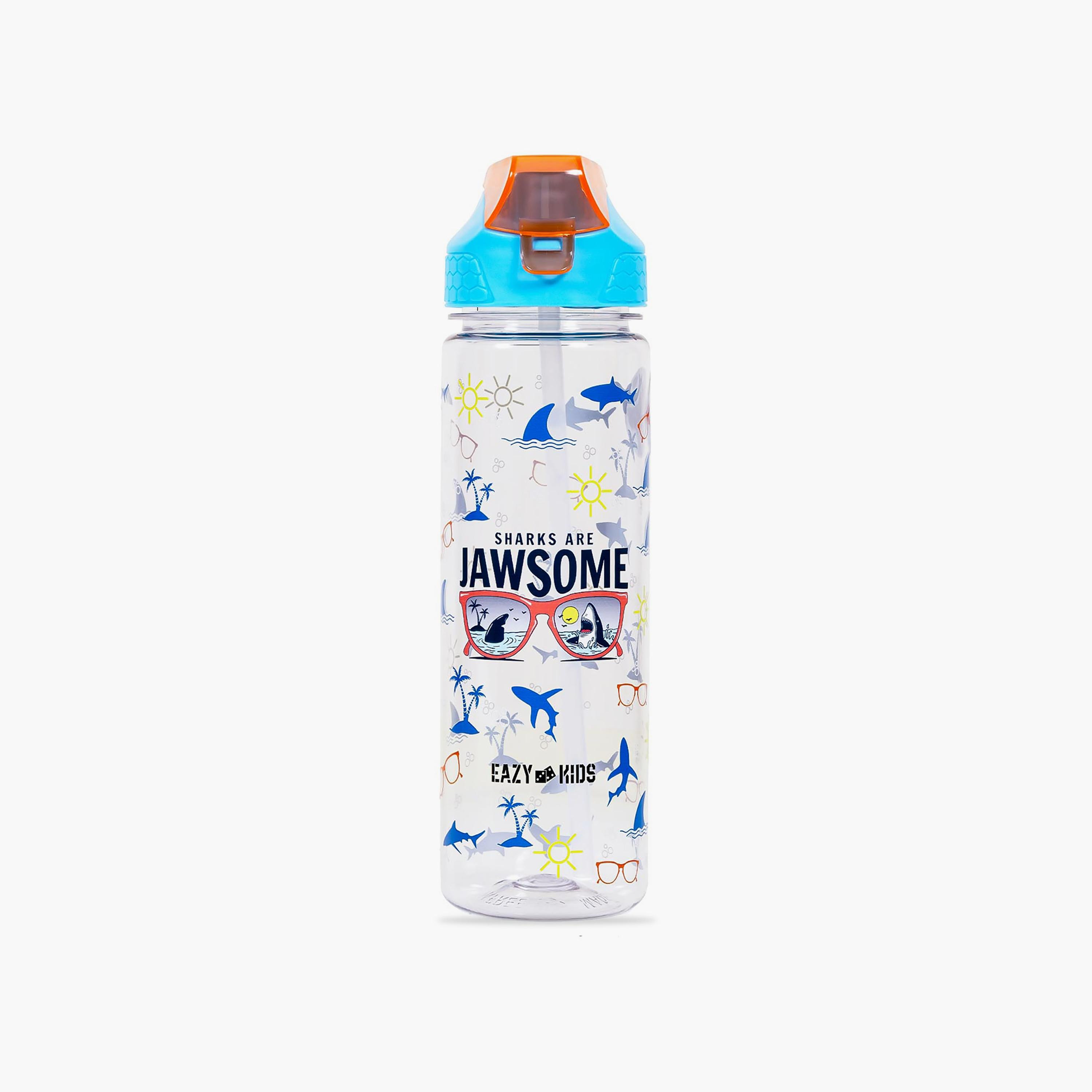 Eazy Kids Jawsome Shark 2-In-1 Tritan Water Bottle 650ml, Blue-school-waterbottles-image-1