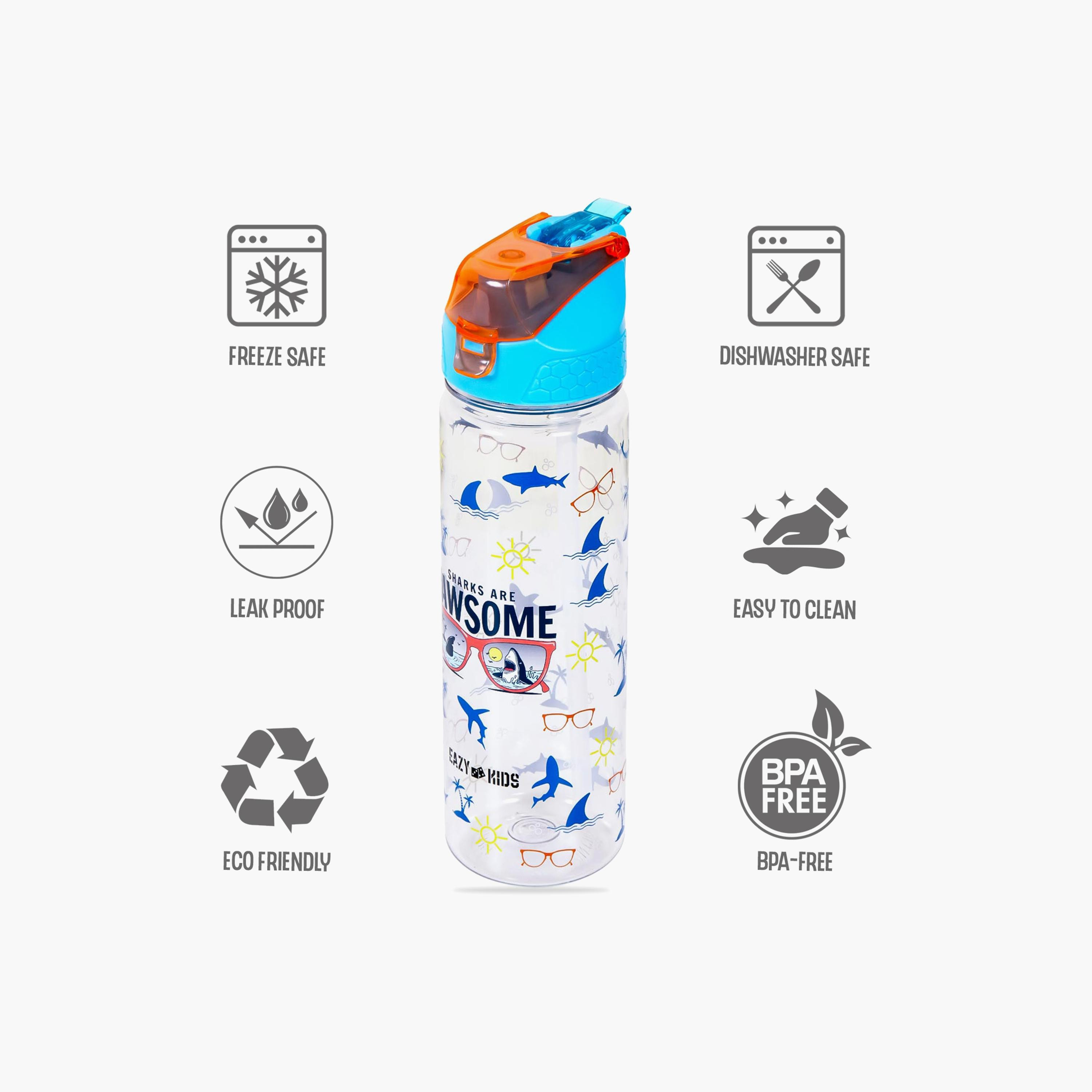 Eazy Kids Jawsome Shark 2-In-1 Tritan Water Bottle 650ml, Blue-school-waterbottles-image-3