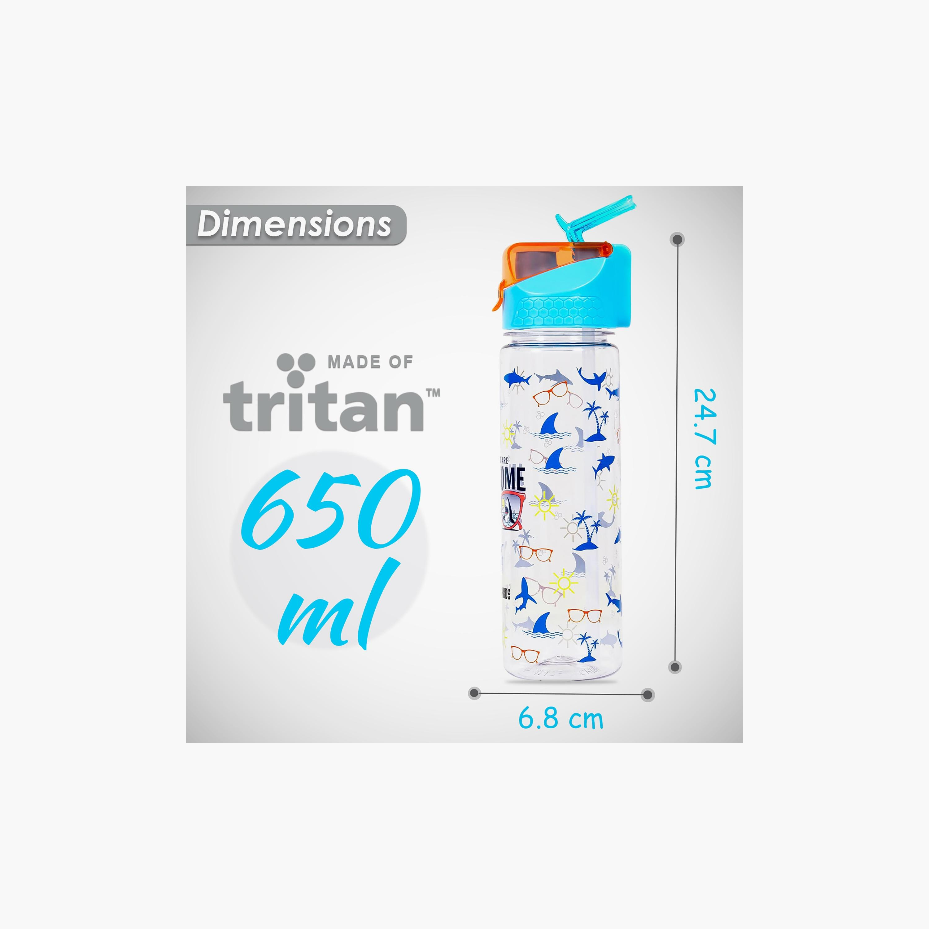 Eazy Kids Jawsome Shark 2-In-1 Tritan Water Bottle 650ml, Blue-school-waterbottles-image-5